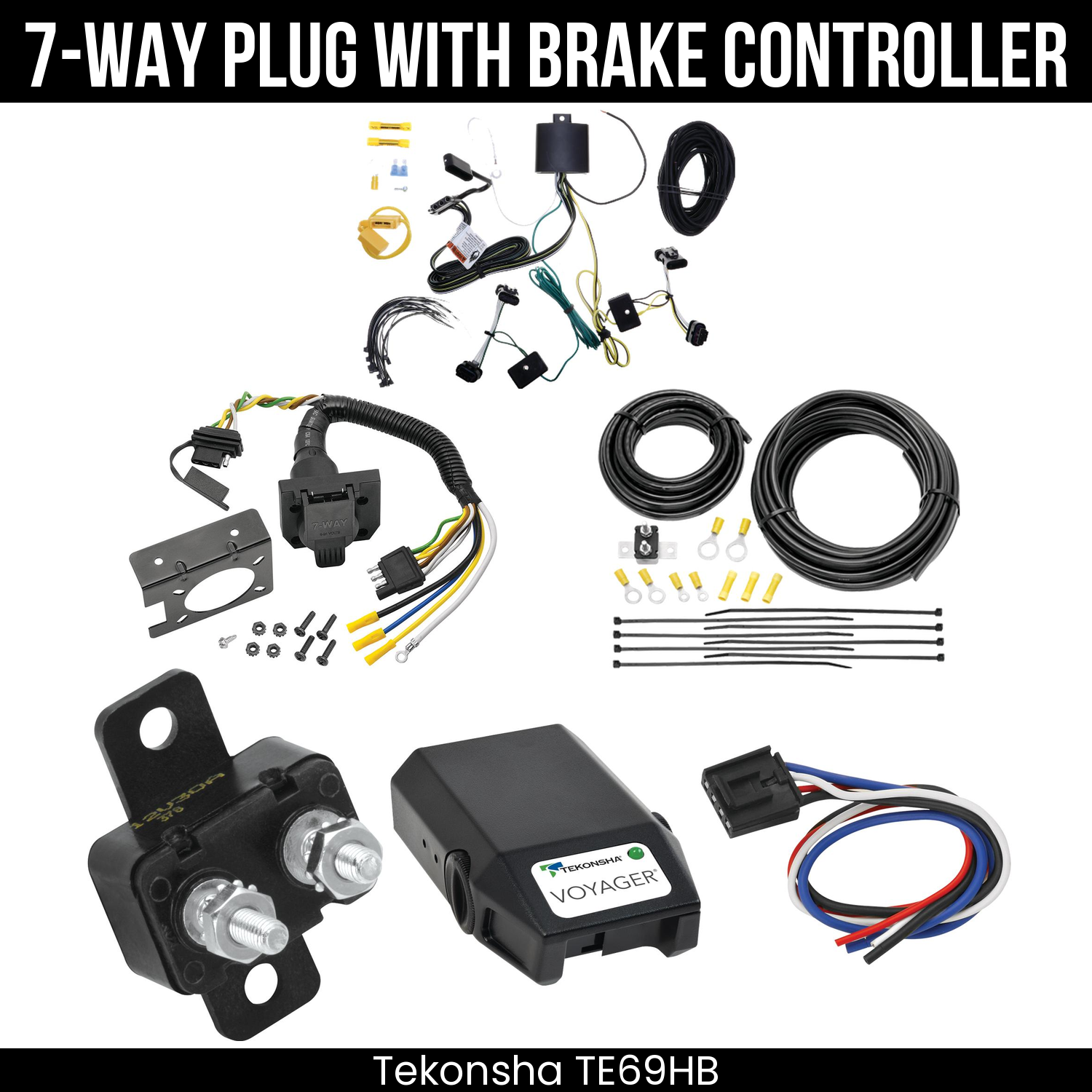 Trailer Wiring 7-Way Plug w/ Bracket , Tekonsha Voyager Brake Control