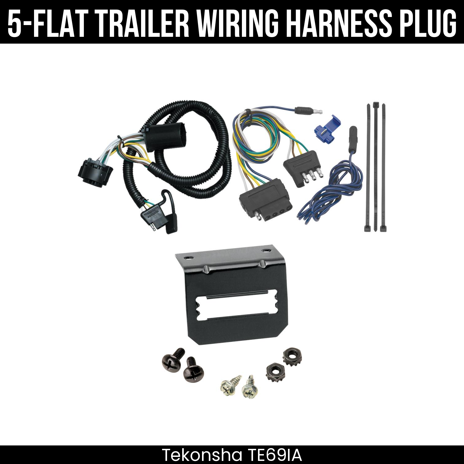 Trailer Wiring 5-Flat Plug w/ Bracket