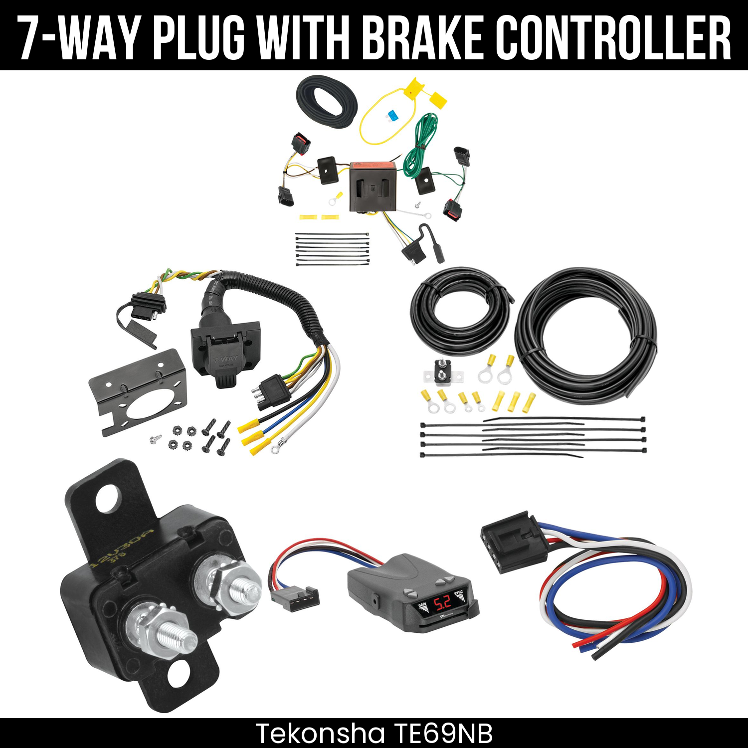 Trailer Wiring 7-Way Plug w/ Bracket , Tekonsha Brakeman IV Brake Control