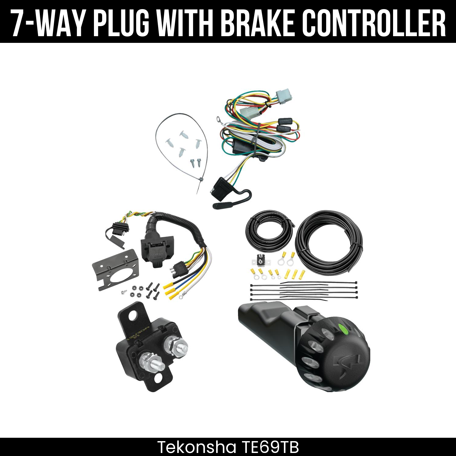 Trailer Wiring 7-Way Plug w/ Bracket , Tekonsha Voyager iD Smart Brake Control