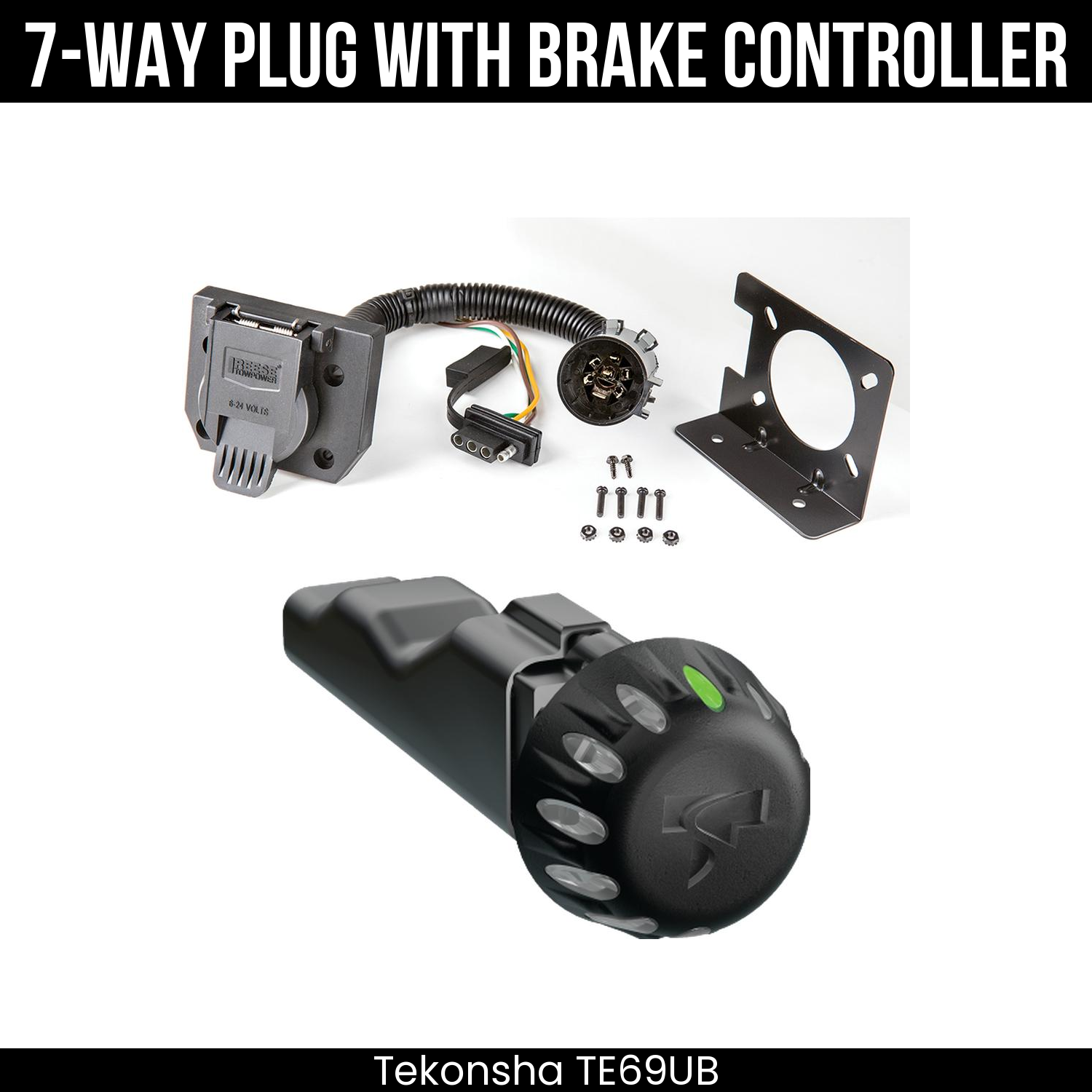 Trailer Wiring 7-Way Plug w/ Bracket , Tekonsha Voyager iD Smart Brake Control