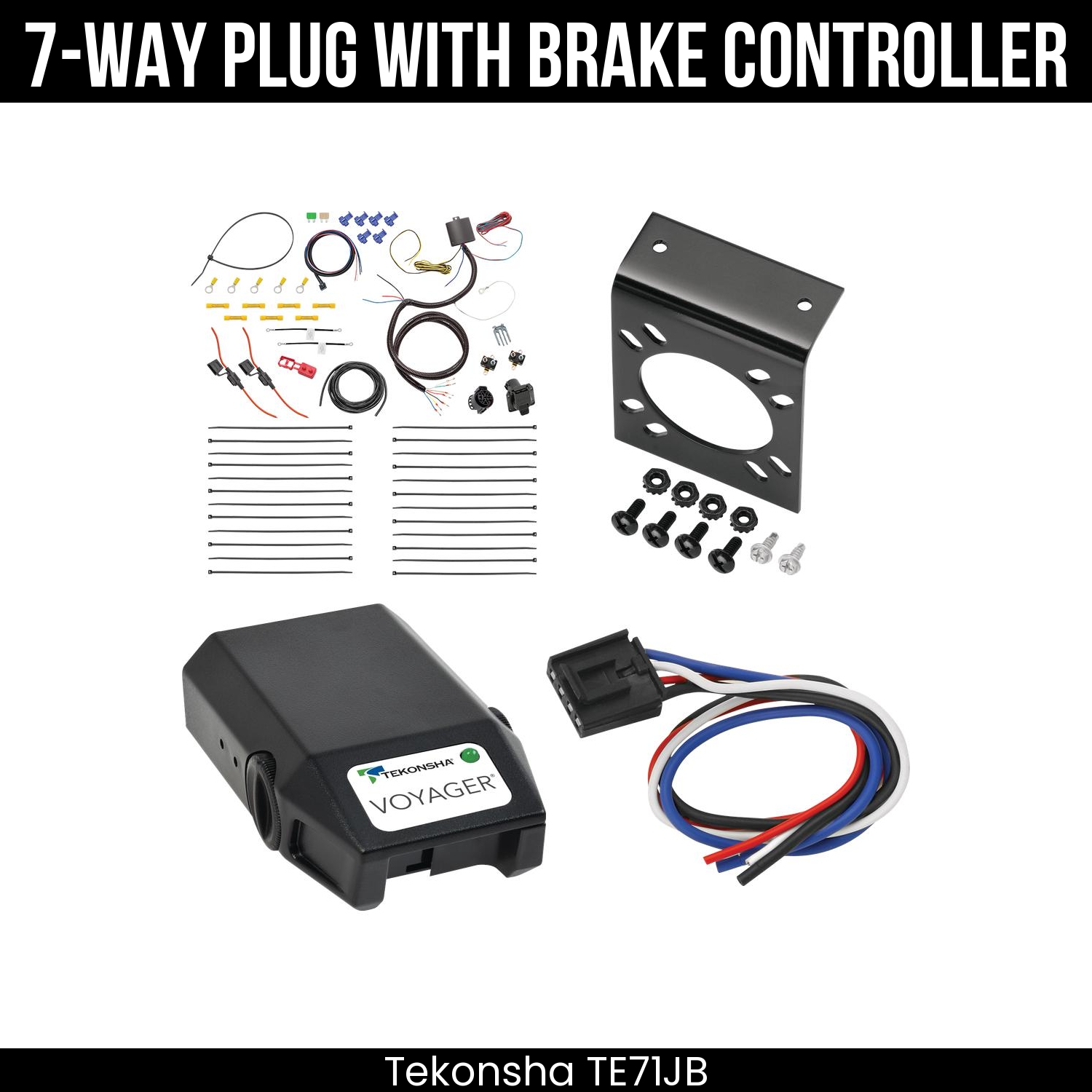 Trailer Wiring 7-Way Plug w/ Bracket , Tekonsha Voyager Brake Control