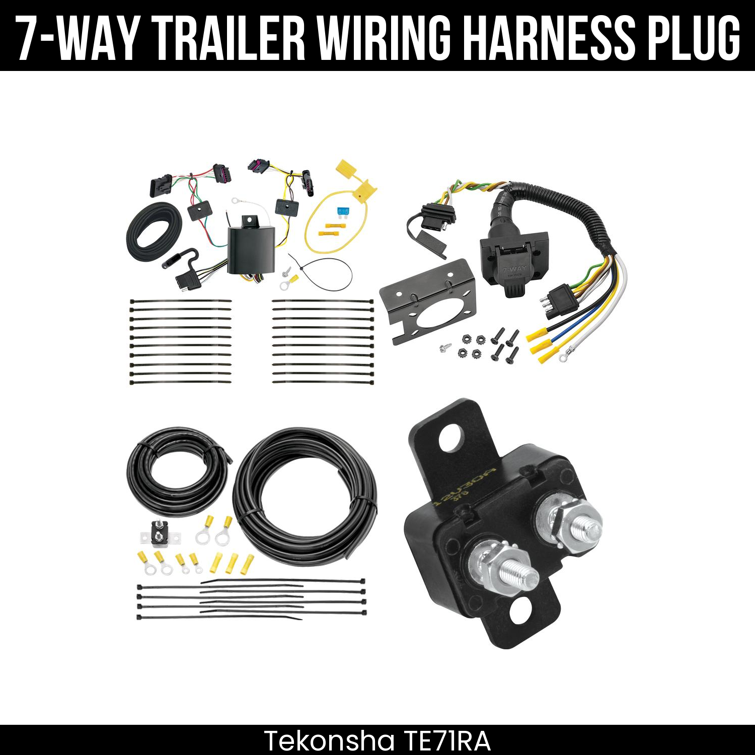 Trailer Wiring 7-Way Plug w/ Bracket