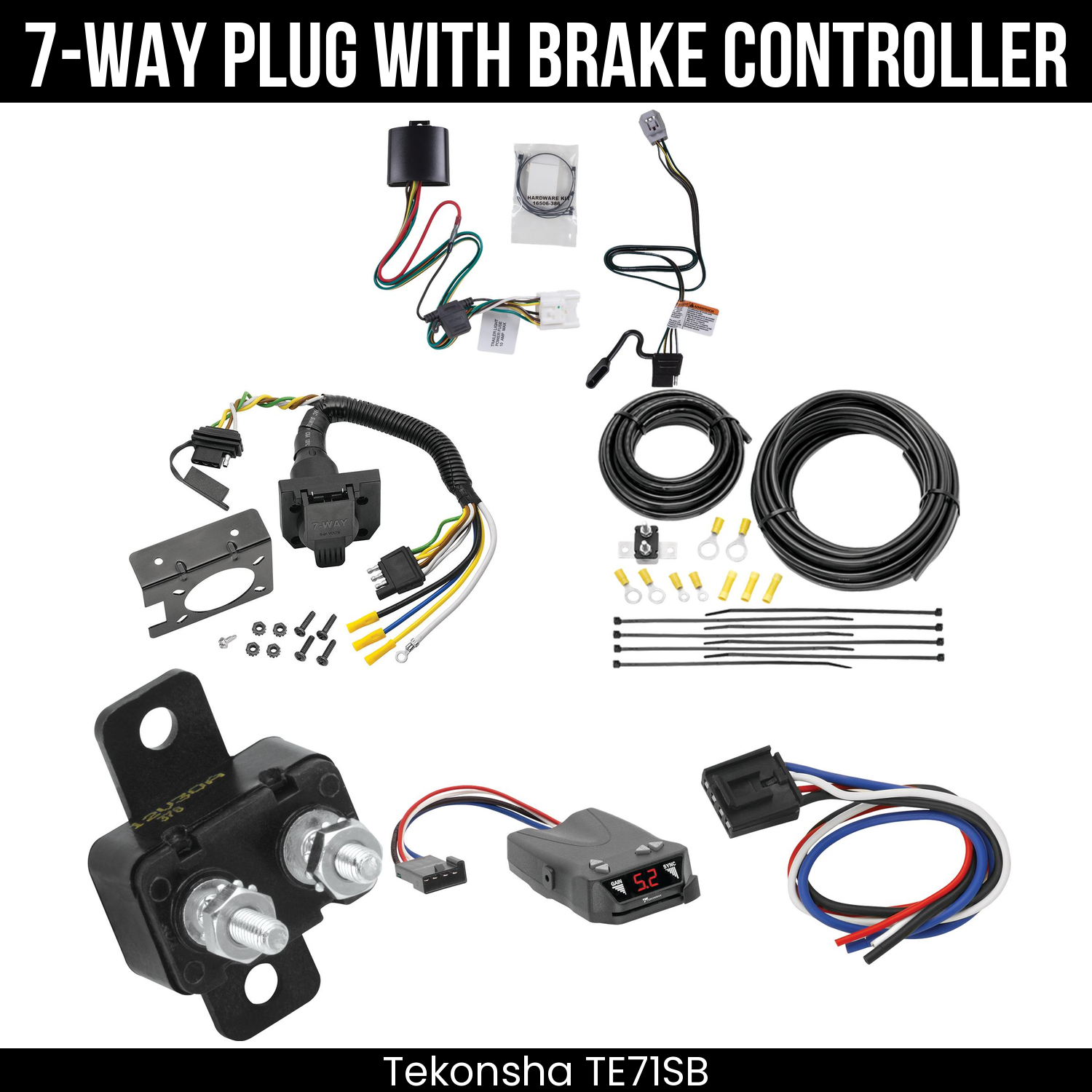 Trailer Wiring 7-Way Plug w/ Bracket , Tekonsha Brakeman IV Brake Control