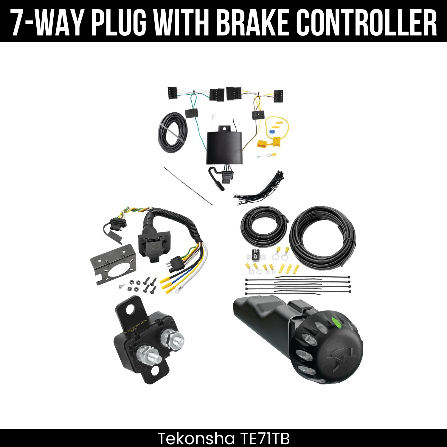 Trailer Wiring 7-Way Plug w/ Bracket , Tekonsha Voyager iD Smart Brake Control