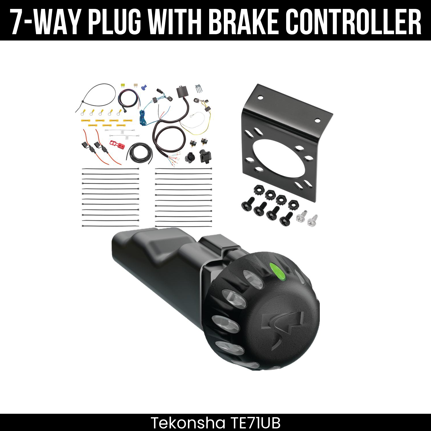 Trailer Wiring 7-Way Plug w/ Bracket , Tekonsha Voyager iD Smart Brake Control