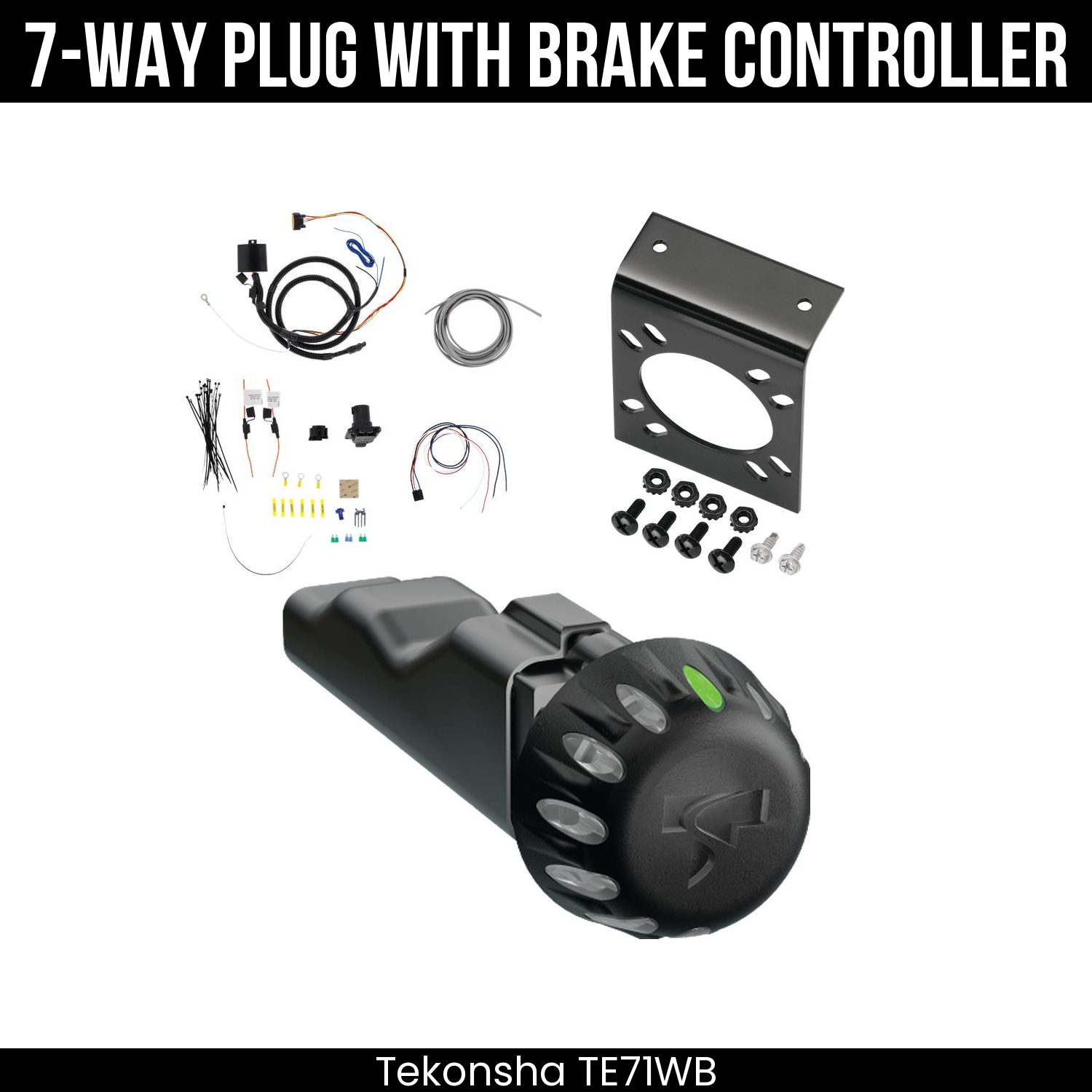 Trailer Wiring 7-Way Plug w/ Bracket , Tekonsha Voyager iD Smart Brake Control
