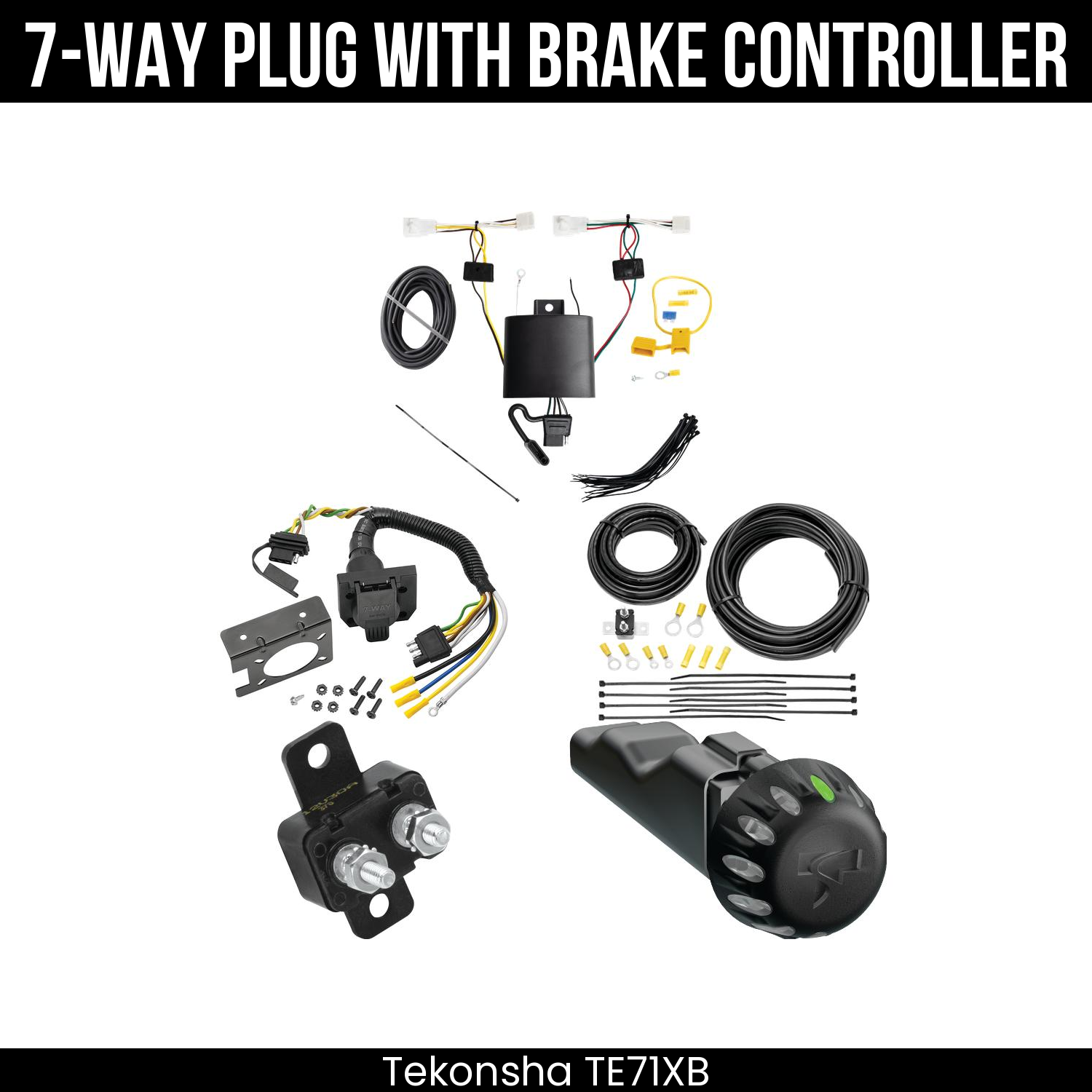 Trailer Wiring 7-Way Plug w/ Bracket , Tekonsha Voyager iD Smart Brake Control