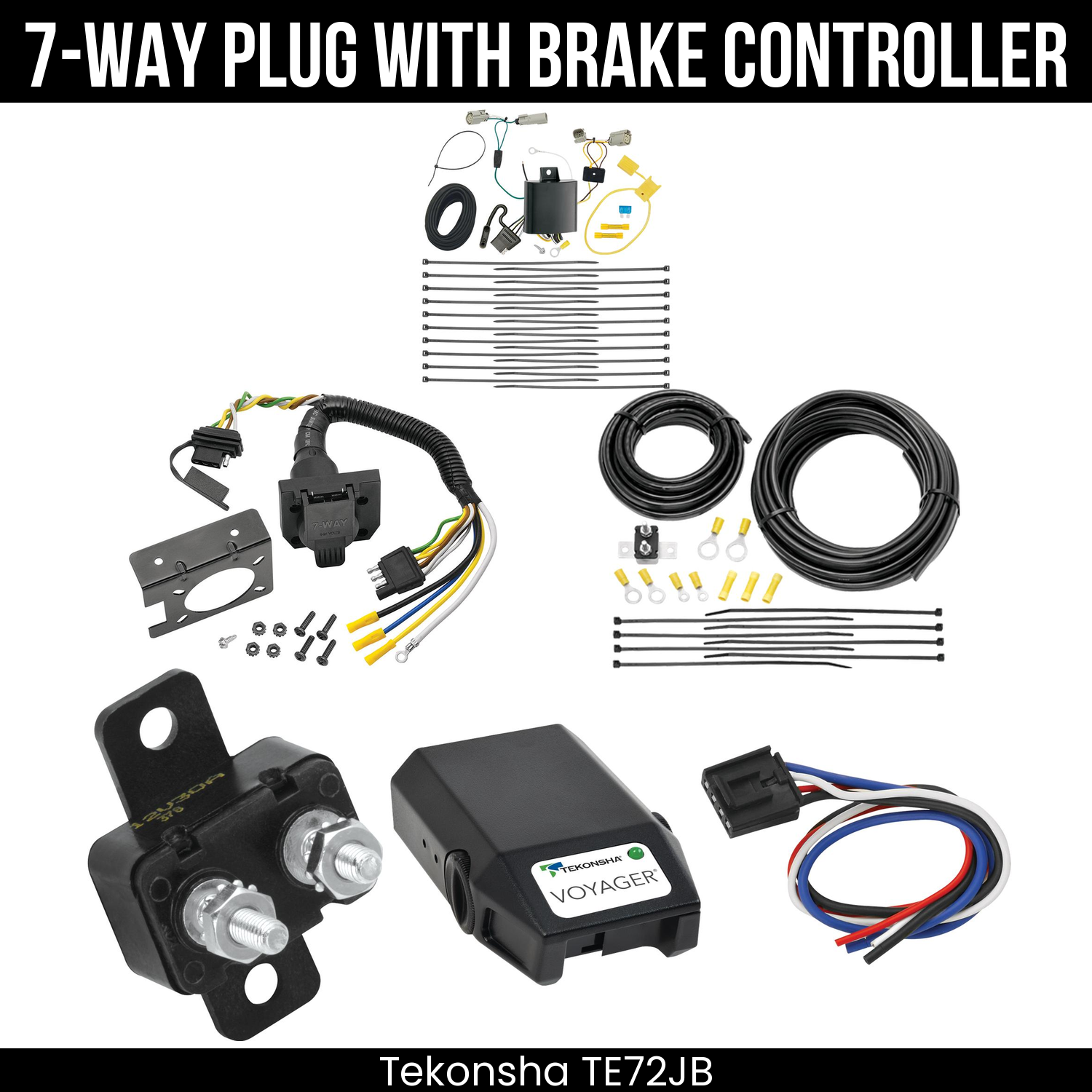 Trailer Wiring 7-Way Plug w/ Bracket , Tekonsha Voyager Brake Control