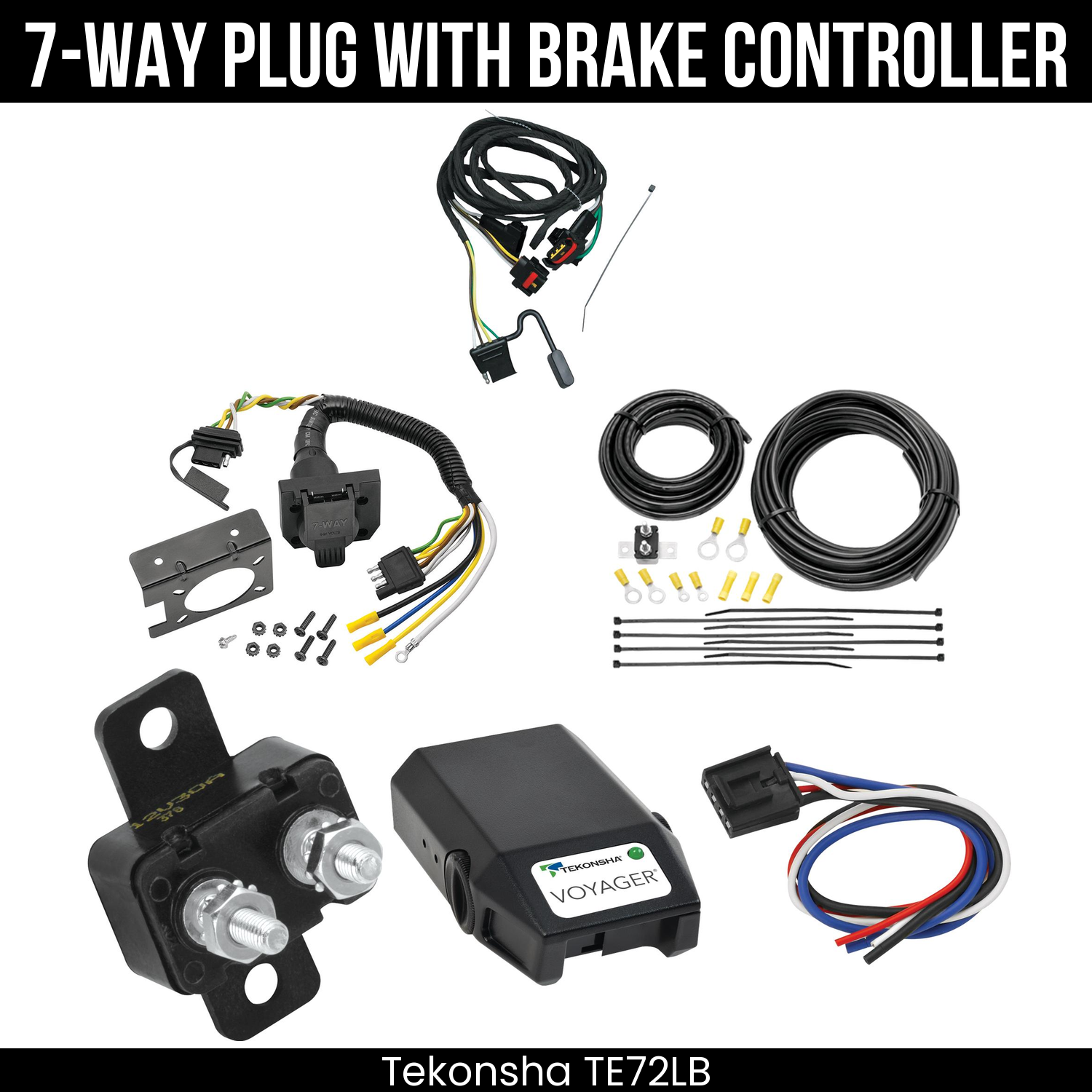 Trailer Wiring 7-Way Plug w/ Bracket , Tekonsha Voyager Brake Control