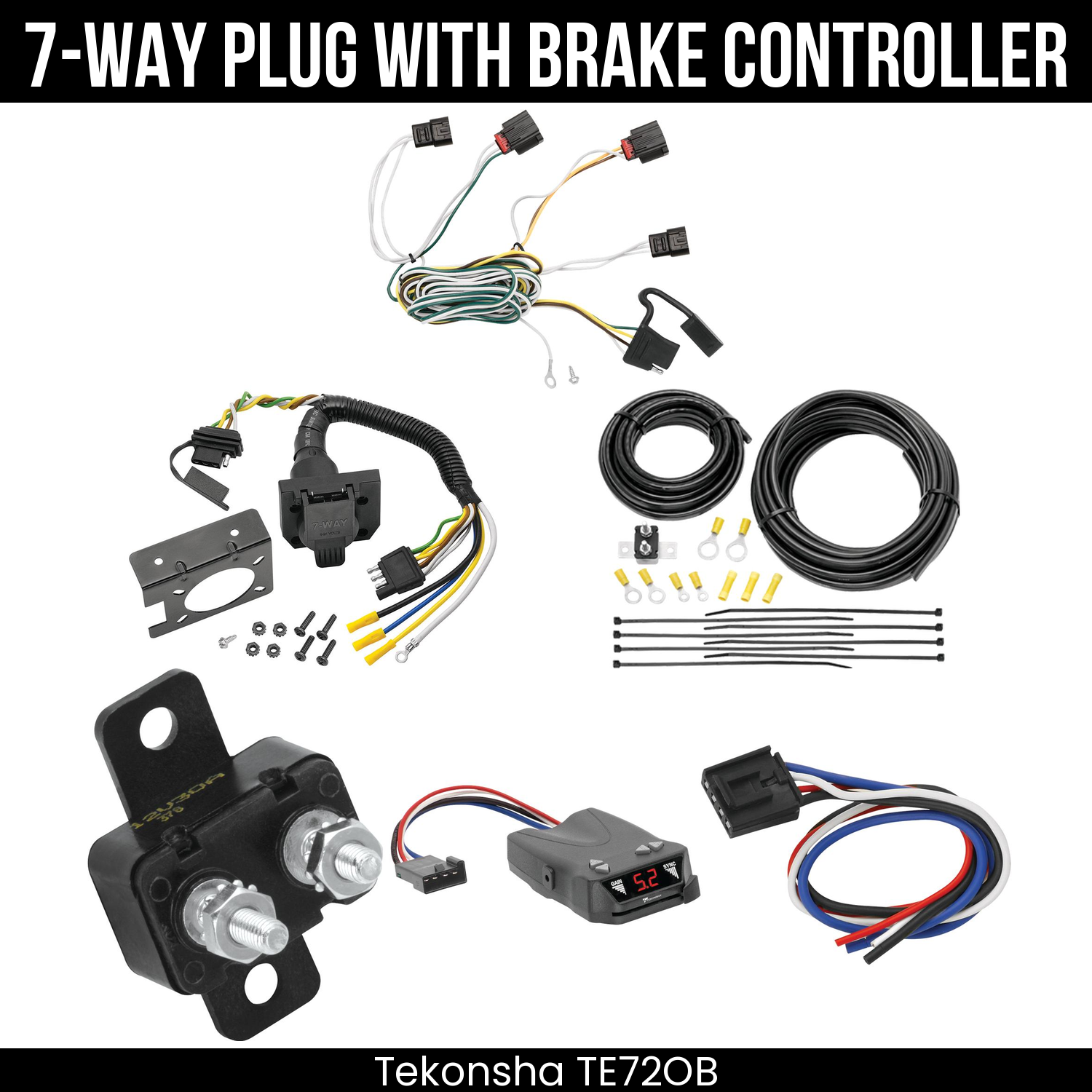 Trailer Wiring 7-Way Plug w/ Bracket , Tekonsha Brakeman IV Brake Control