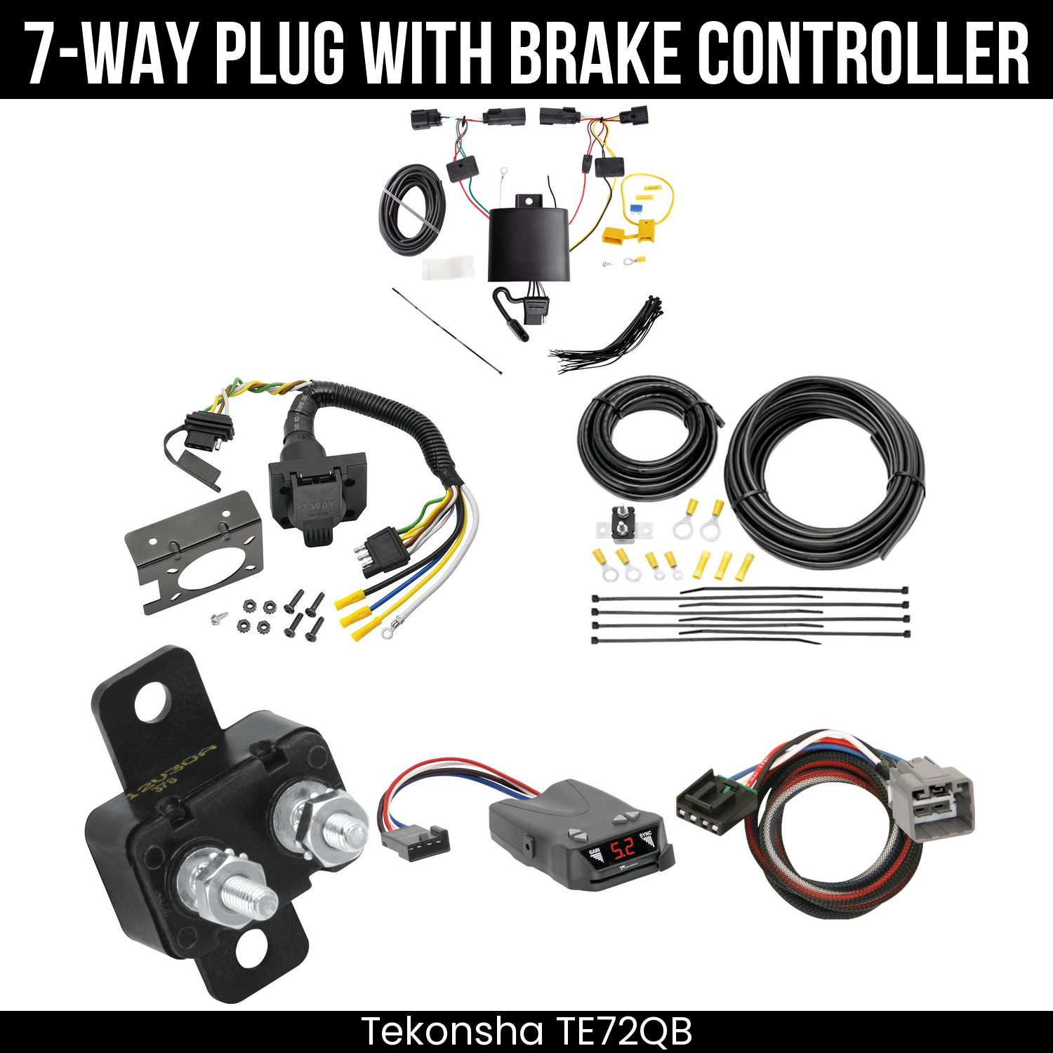 Trailer Wiring 7-Way Plug w/ Bracket , Tekonsha Brakeman IV Brake Control