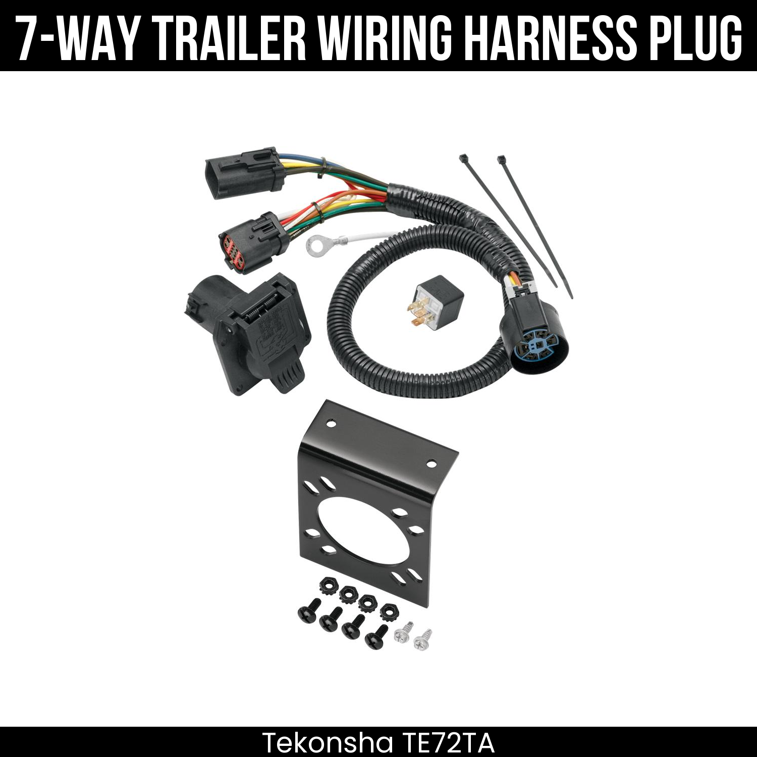 Trailer Wiring 7-Way Plug w/ Bracket