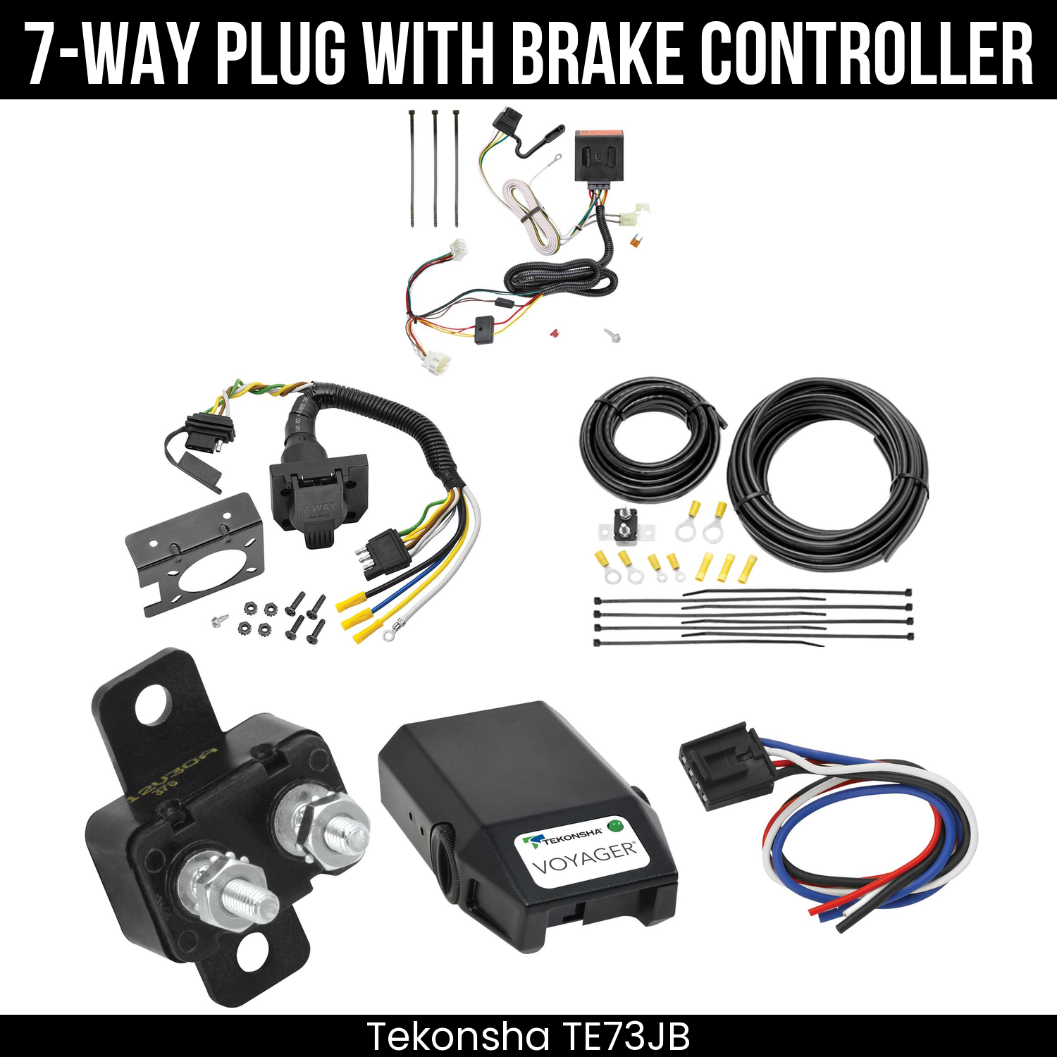 Trailer Wiring 7-Way Plug w/ Bracket , Tekonsha Voyager Brake Control
