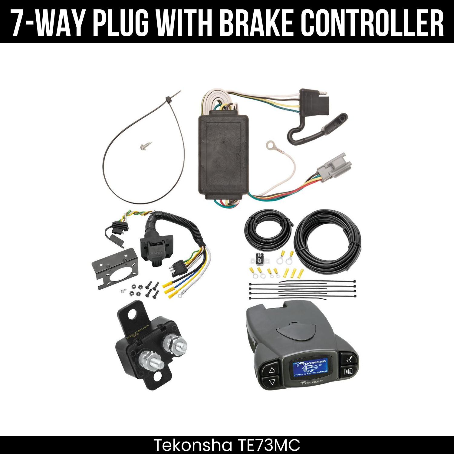 Trailer Wiring 7-Way Plug w/ Bracket , Tekonsha Prodigy P3 Brake Control