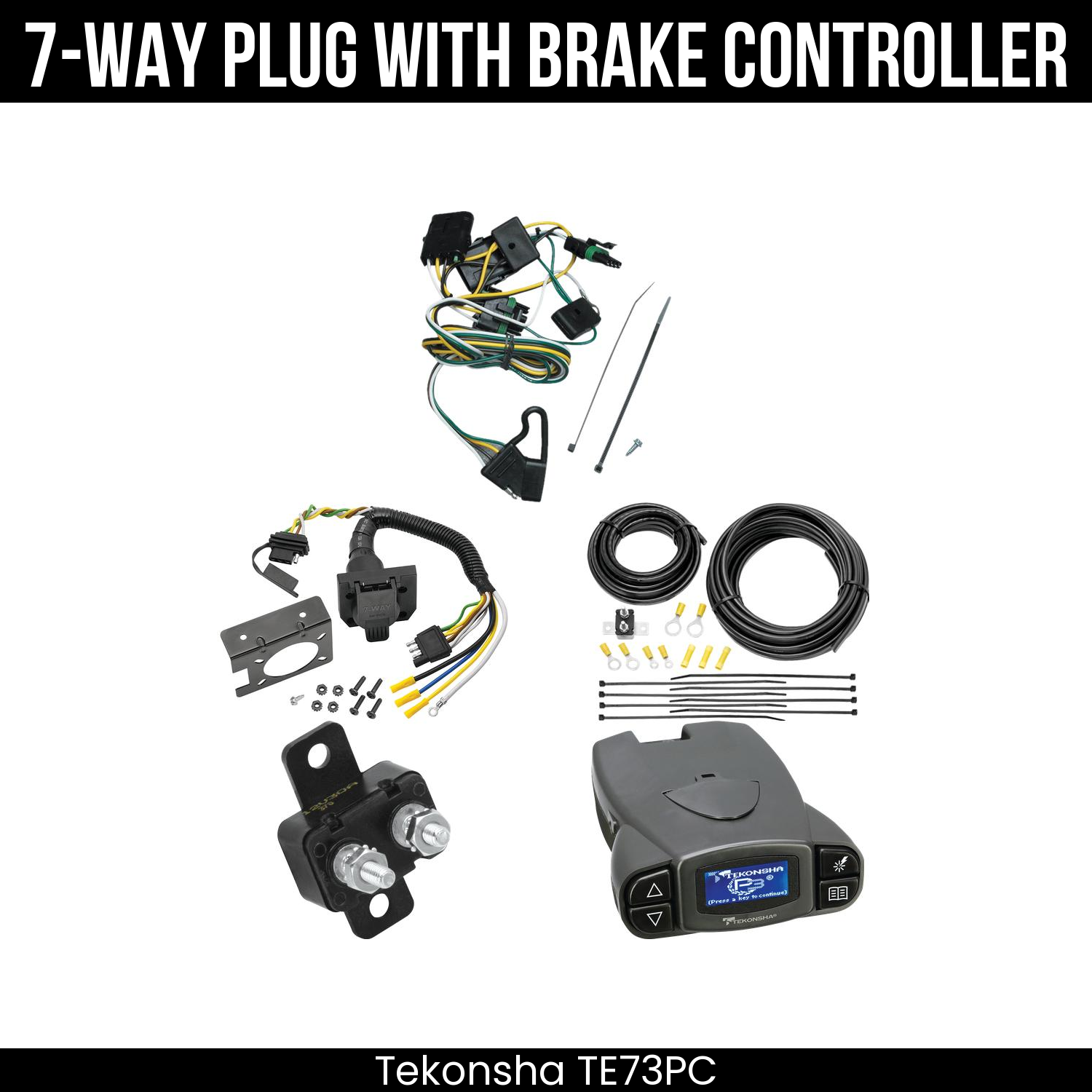 Trailer Wiring 7-Way Plug w/ Bracket , Tekonsha Prodigy P3 Brake Control