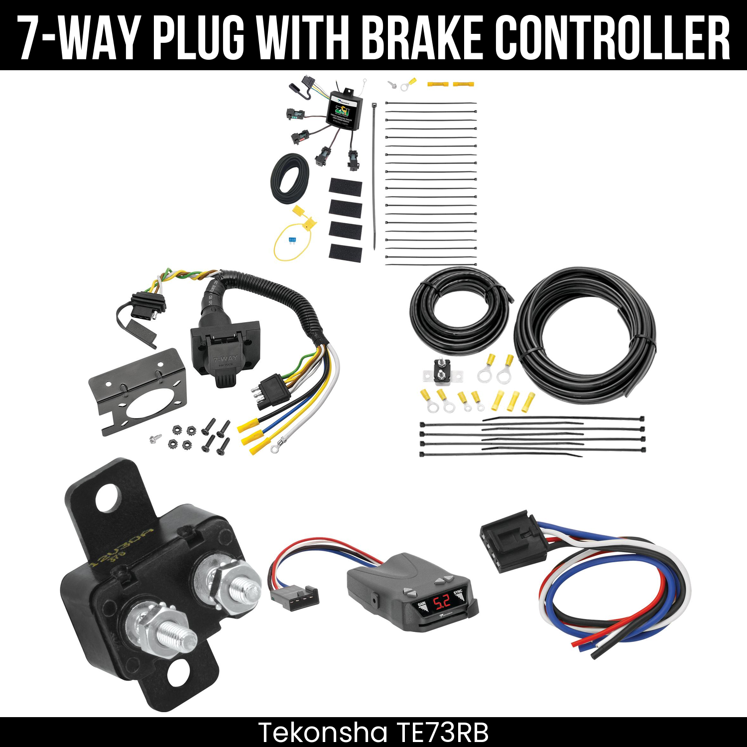 Trailer Wiring 7-Way Plug w/ Bracket , Tekonsha Brakeman IV Brake Control