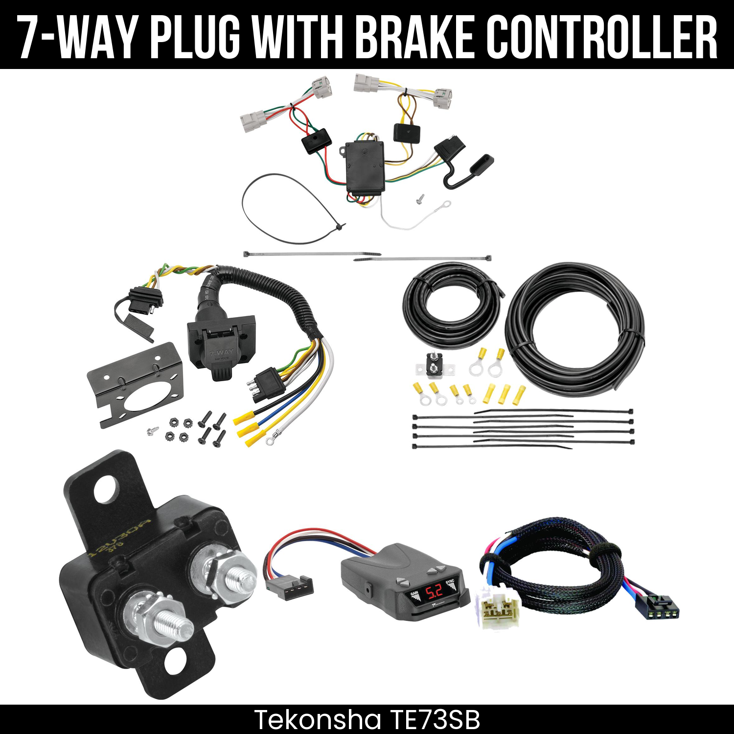Trailer Wiring 7-Way Plug w/ Bracket , Tekonsha Brakeman IV Brake Control