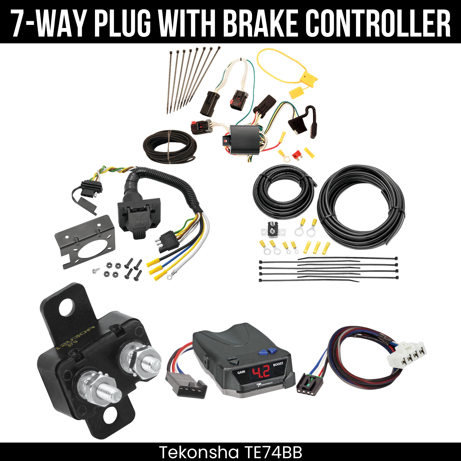 Trailer Wiring 7-Way Plug w/ Bracket , Tekonsha Brake EVN Control