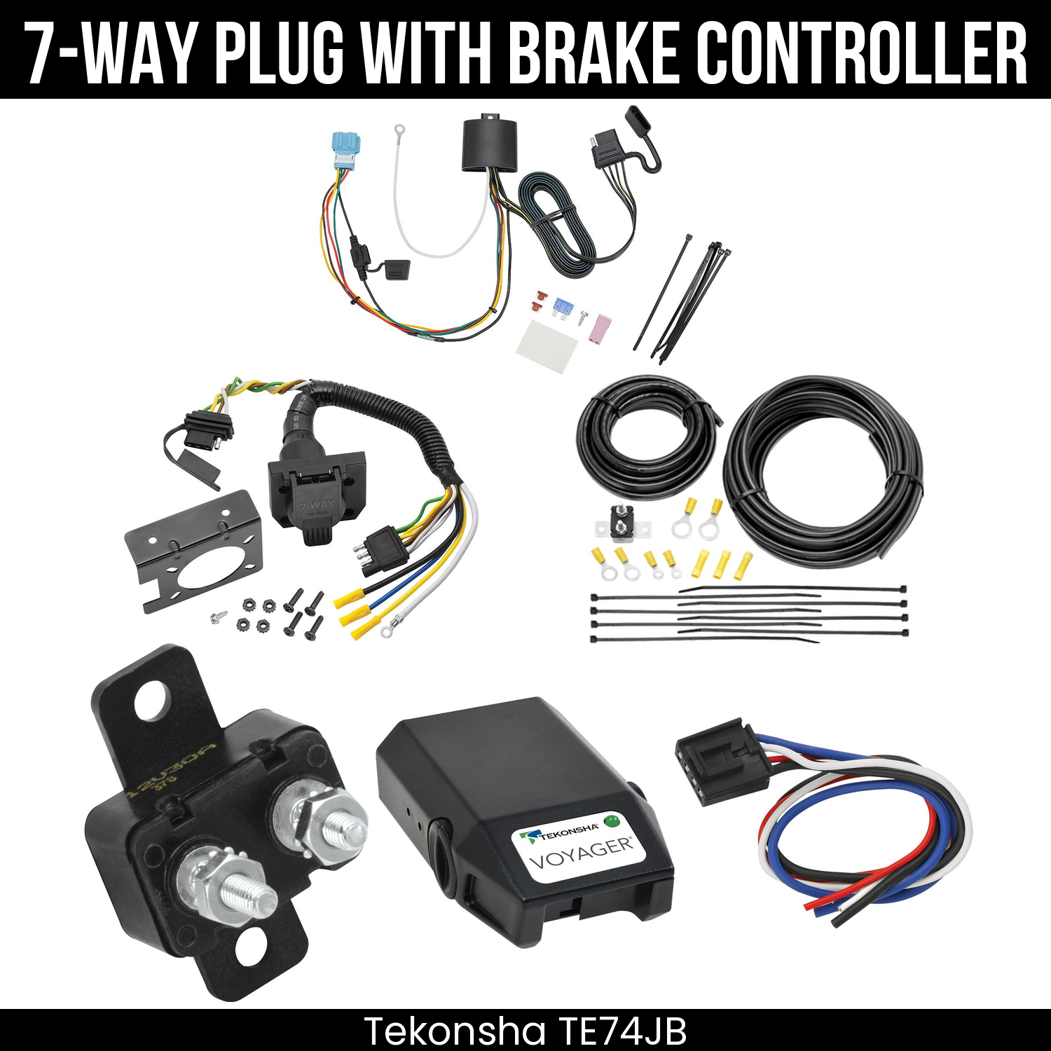 Trailer Wiring 7-Way Plug w/ Bracket , Tekonsha Voyager Brake Control
