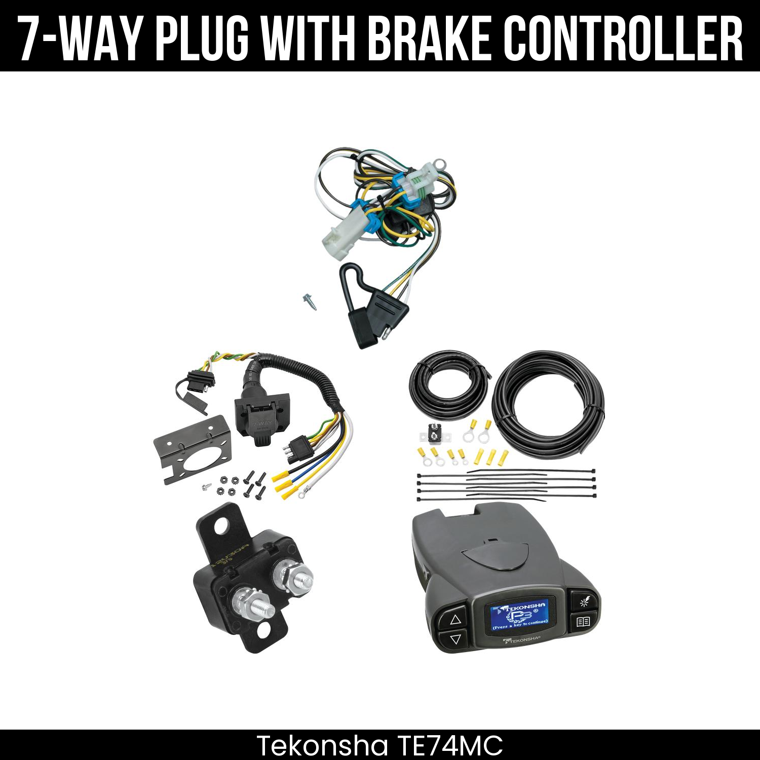 Trailer Wiring 7-Way Plug w/ Bracket , Tekonsha Prodigy P3 Brake Control