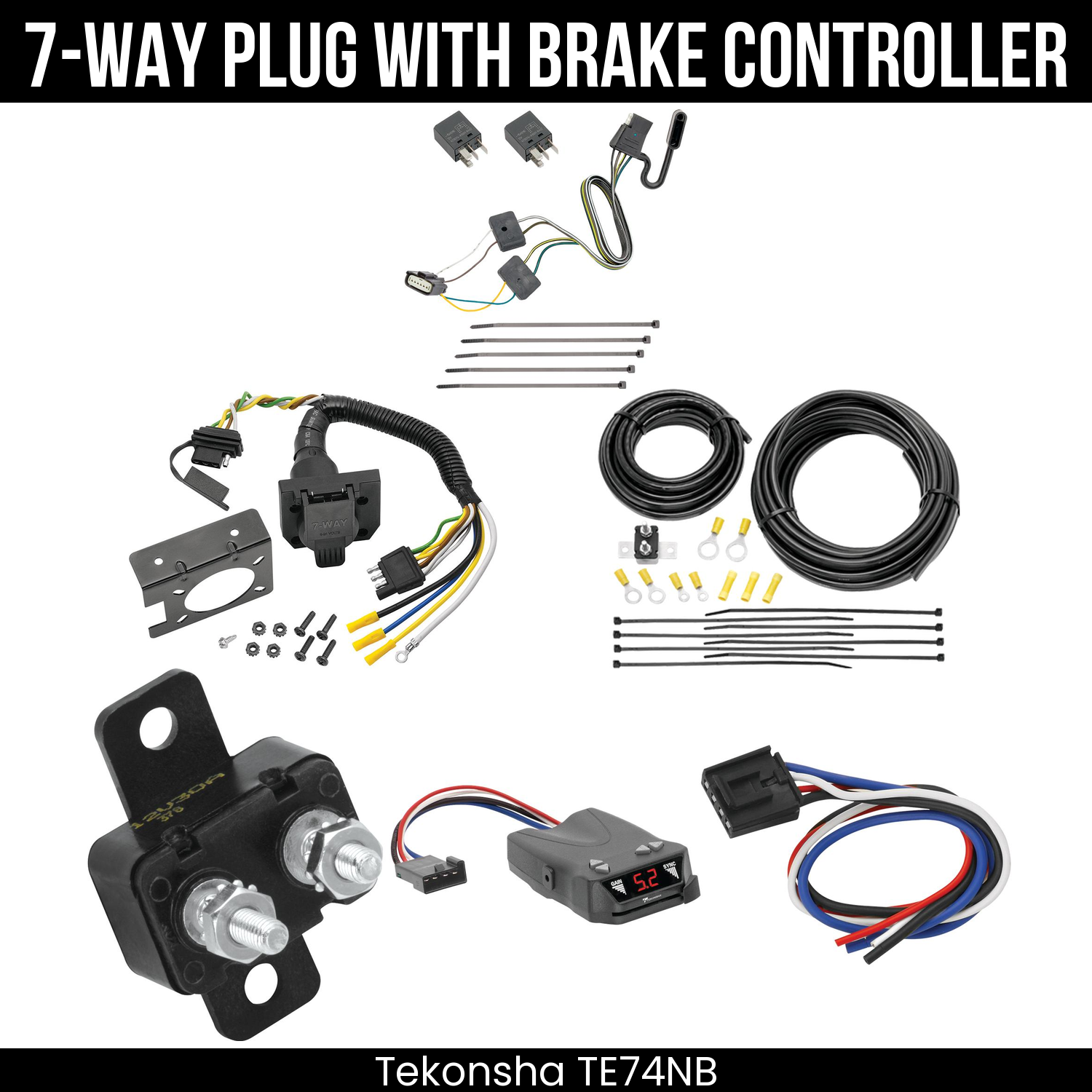 Trailer Wiring 7-Way Plug w/ Bracket , Tekonsha Brakeman IV Brake Control