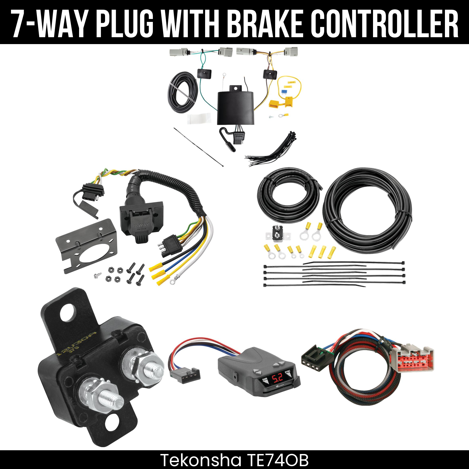Trailer Wiring 7-Way Plug w/ Bracket , Tekonsha Brakeman IV Brake Control
