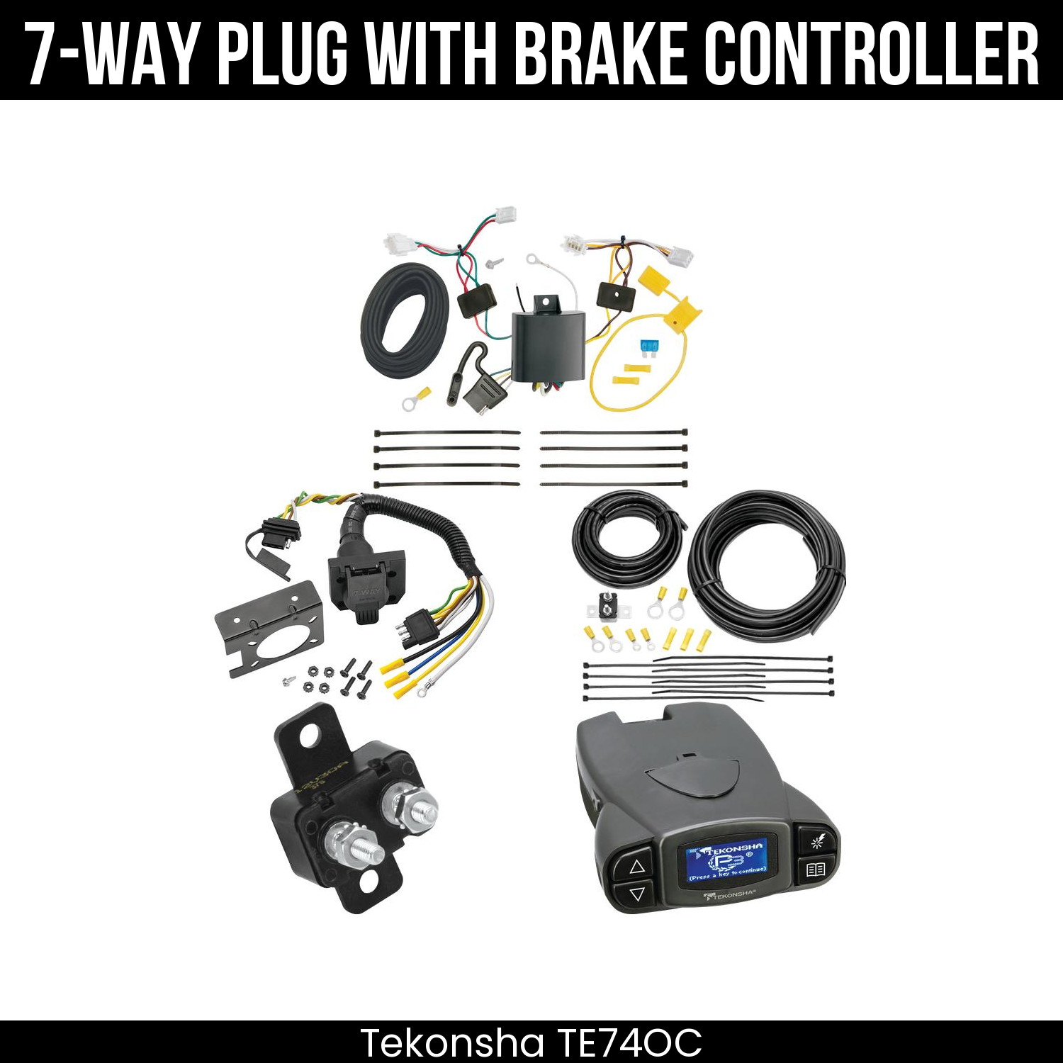 Trailer Wiring 7-Way Plug w/ Bracket , Tekonsha Prodigy P3 Brake Control