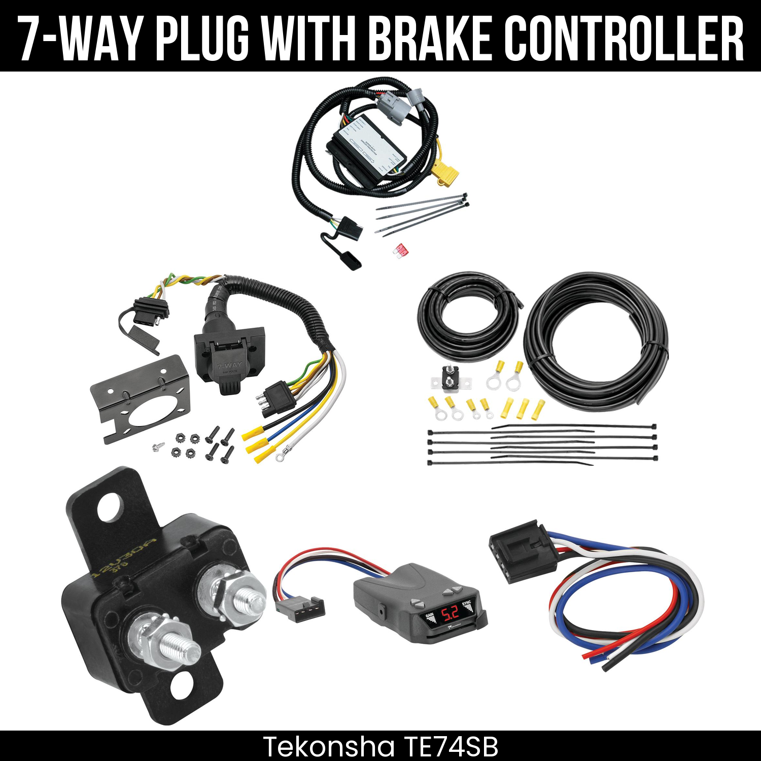 Trailer Wiring 7-Way Plug w/ Bracket , Tekonsha Brakeman IV Brake Control