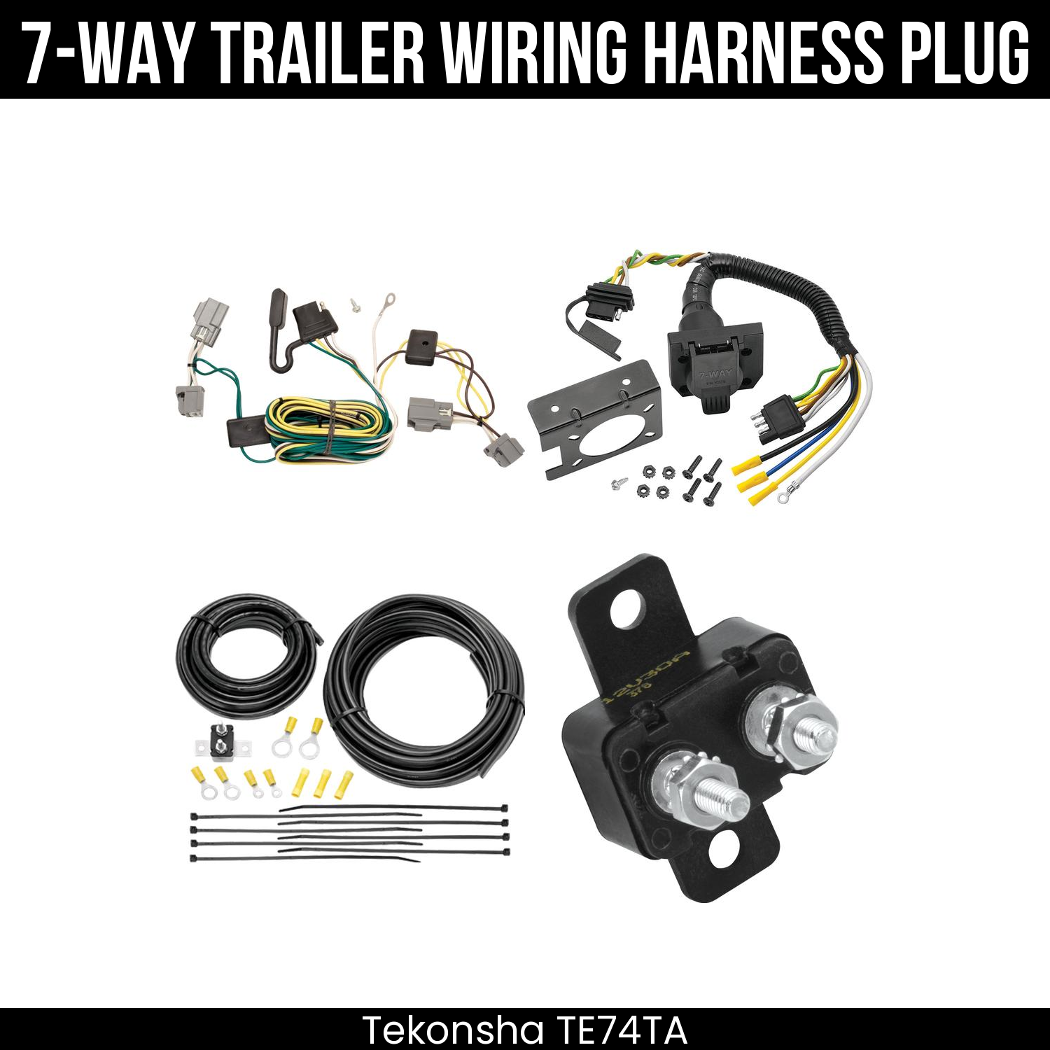 Trailer Wiring 7-Way Plug w/ Bracket