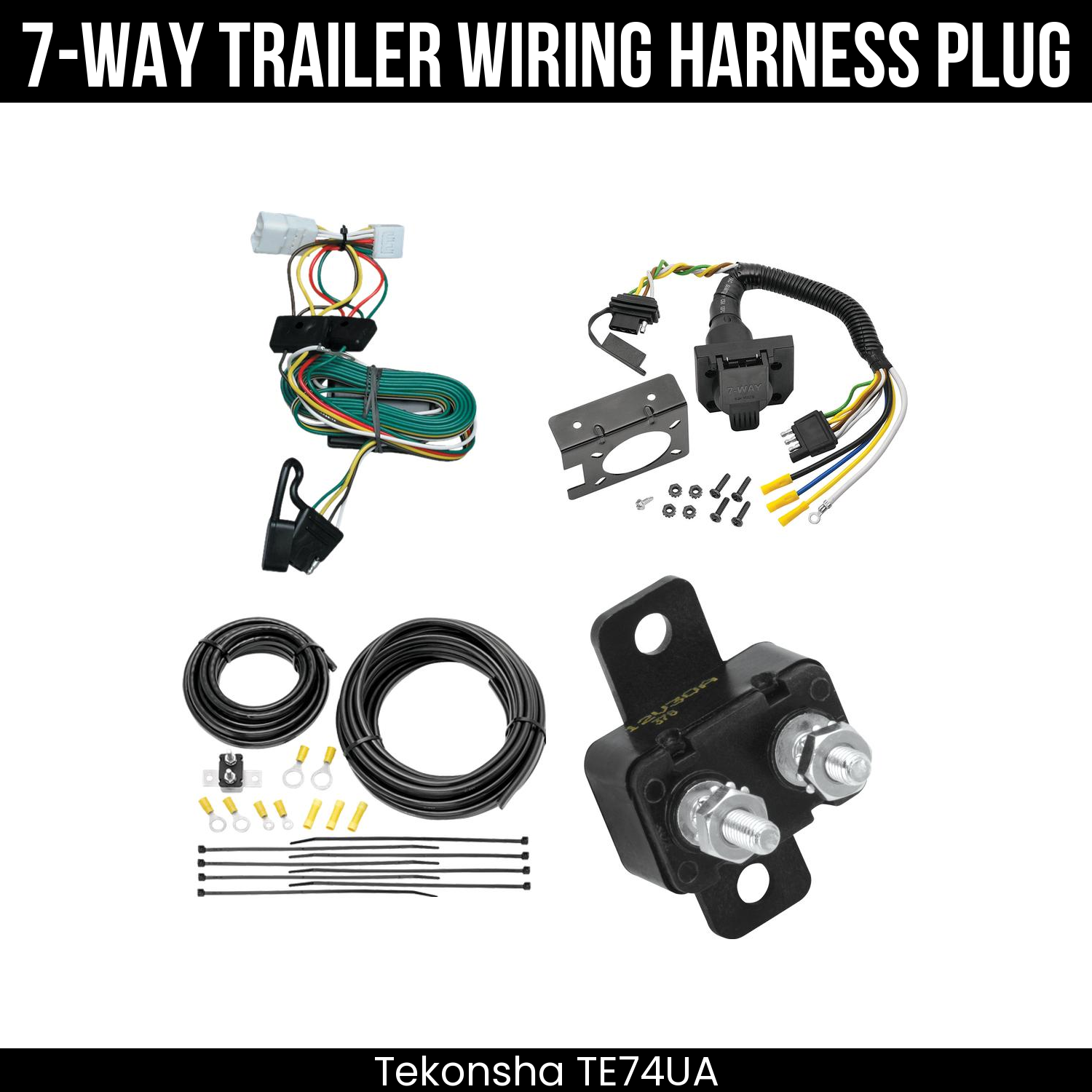 Trailer Wiring 7-Way Plug w/ Bracket