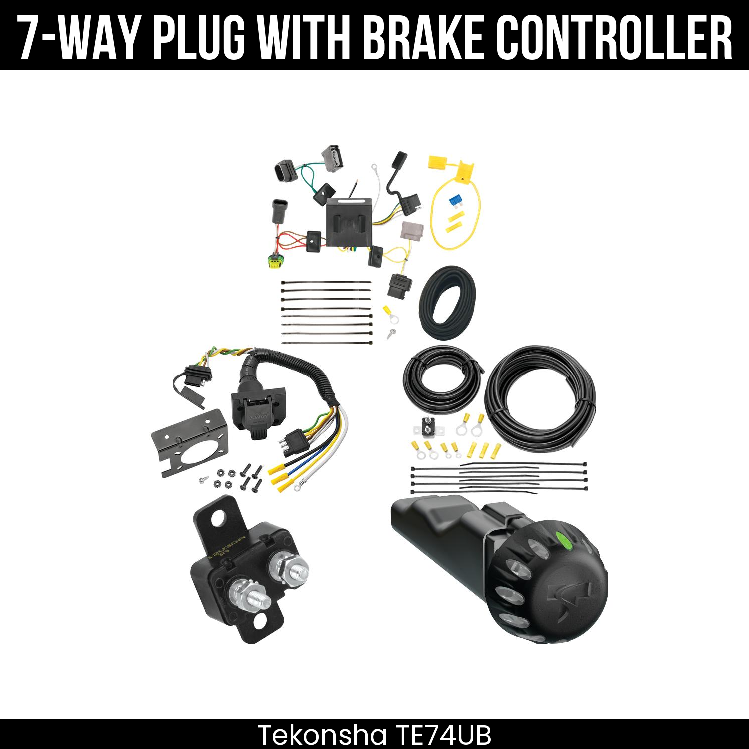 Trailer Wiring 7-Way Plug w/ Bracket , Tekonsha Voyager iD Smart Brake Control