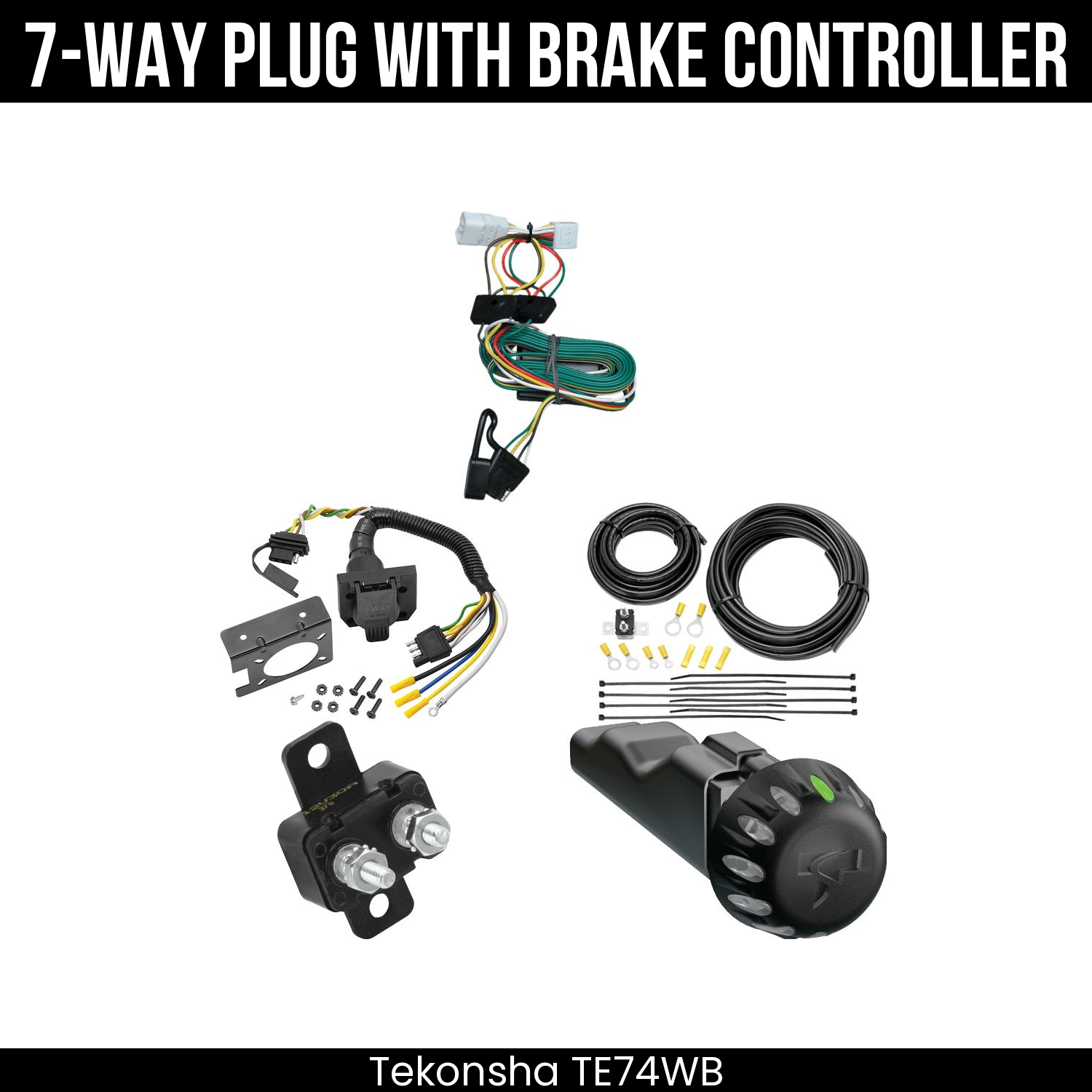 Trailer Wiring 7-Way Plug w/ Bracket , Tekonsha Voyager iD Smart Brake Control