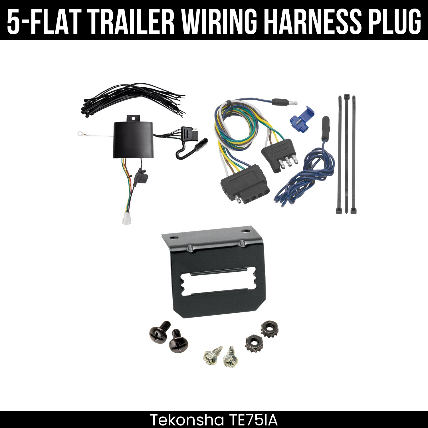 Trailer Wiring 5-Flat Plug w/ Bracket