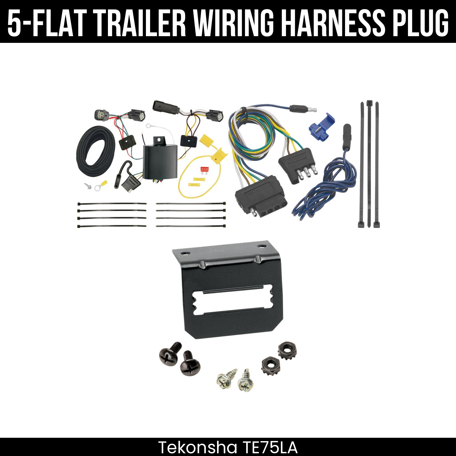 Trailer Wiring 5-Flat Plug w/ Bracket