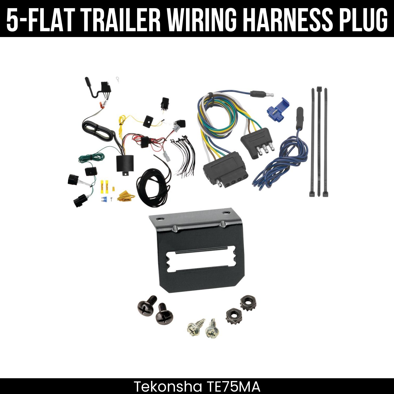 Trailer Wiring 5-Flat Plug w/ Bracket