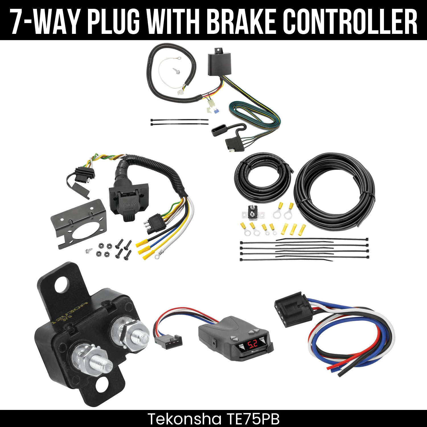 Trailer Wiring 7-Way Plug w/ Bracket , Tekonsha Brakeman IV Brake Control