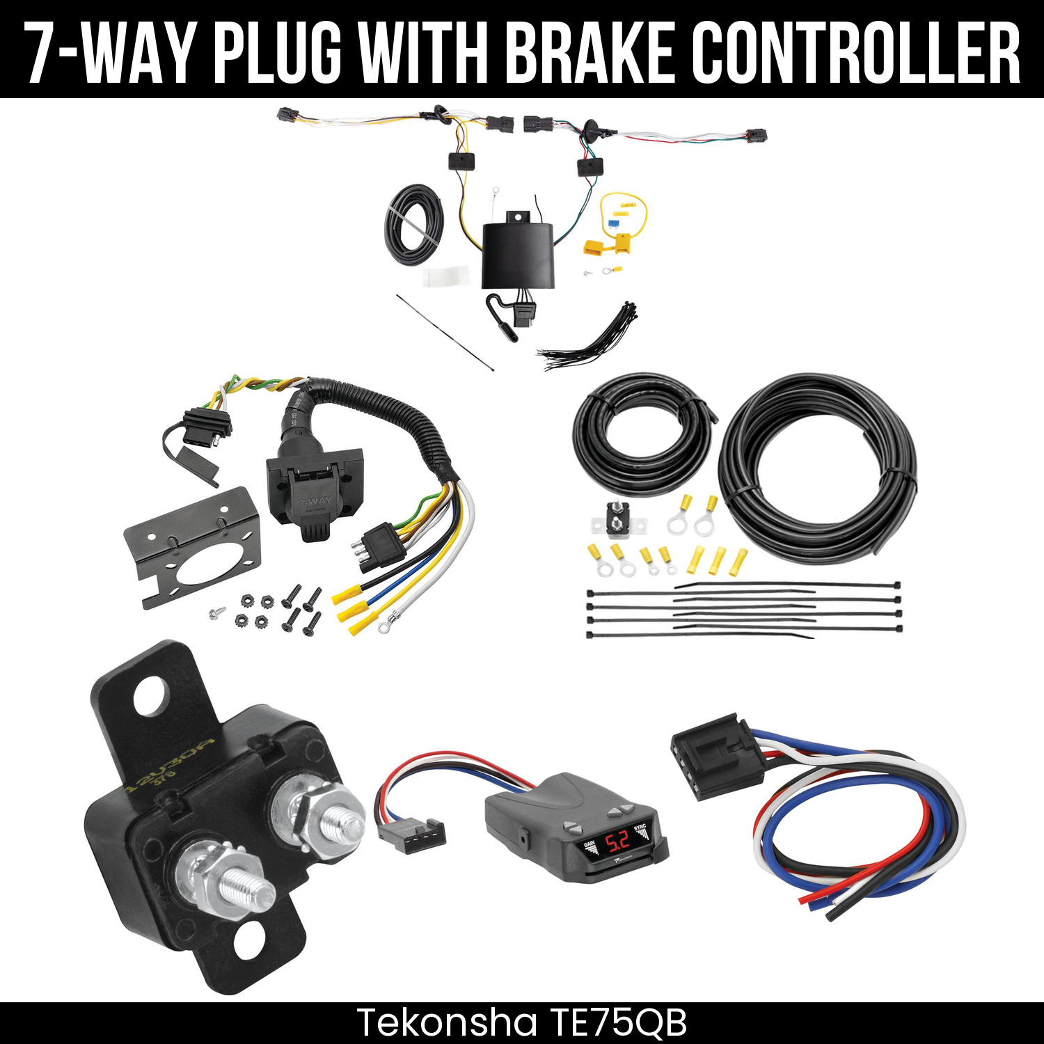 Trailer Wiring 7-Way Plug w/ Bracket , Tekonsha Brakeman IV Brake Control