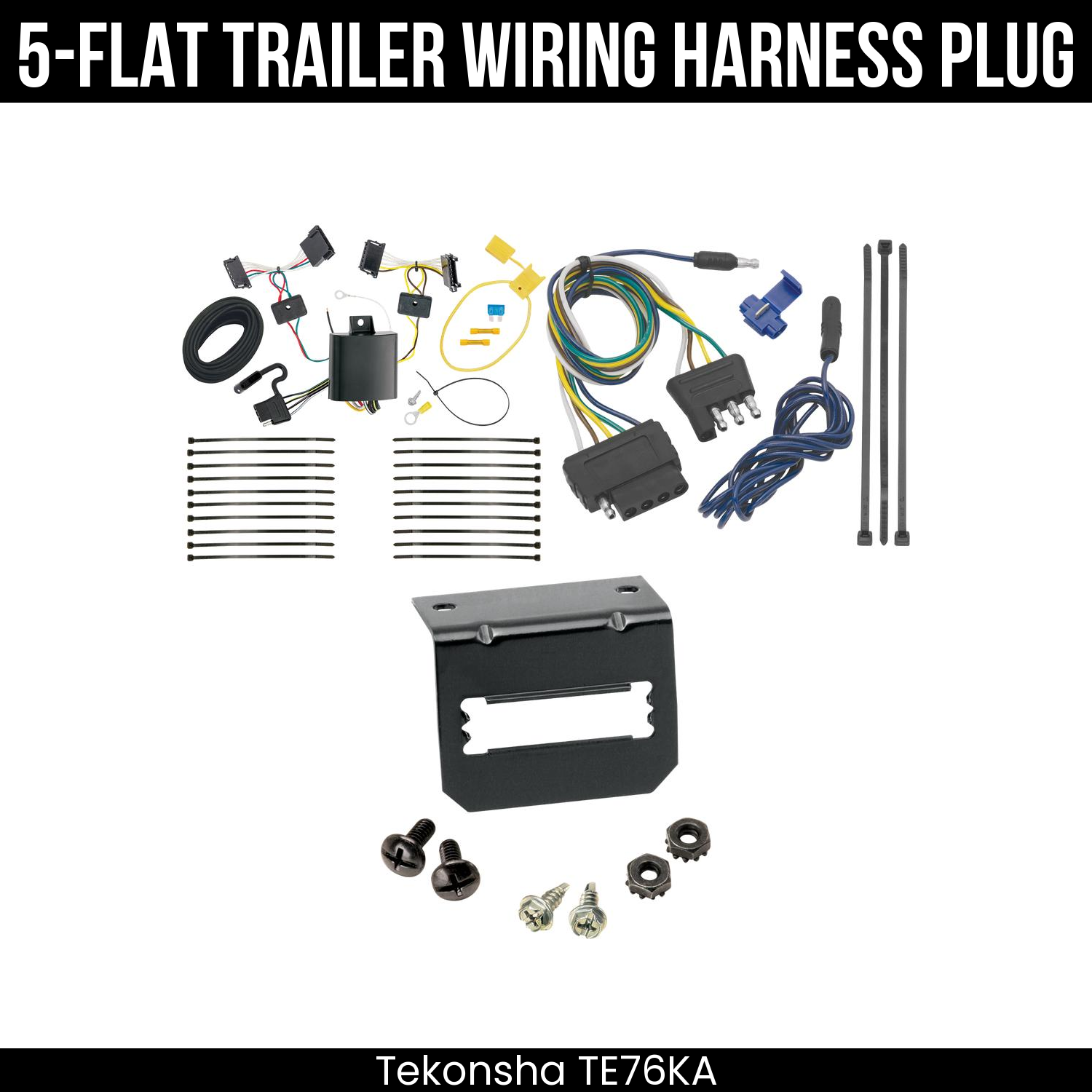 Trailer Wiring 5-Flat Plug w/ Bracket