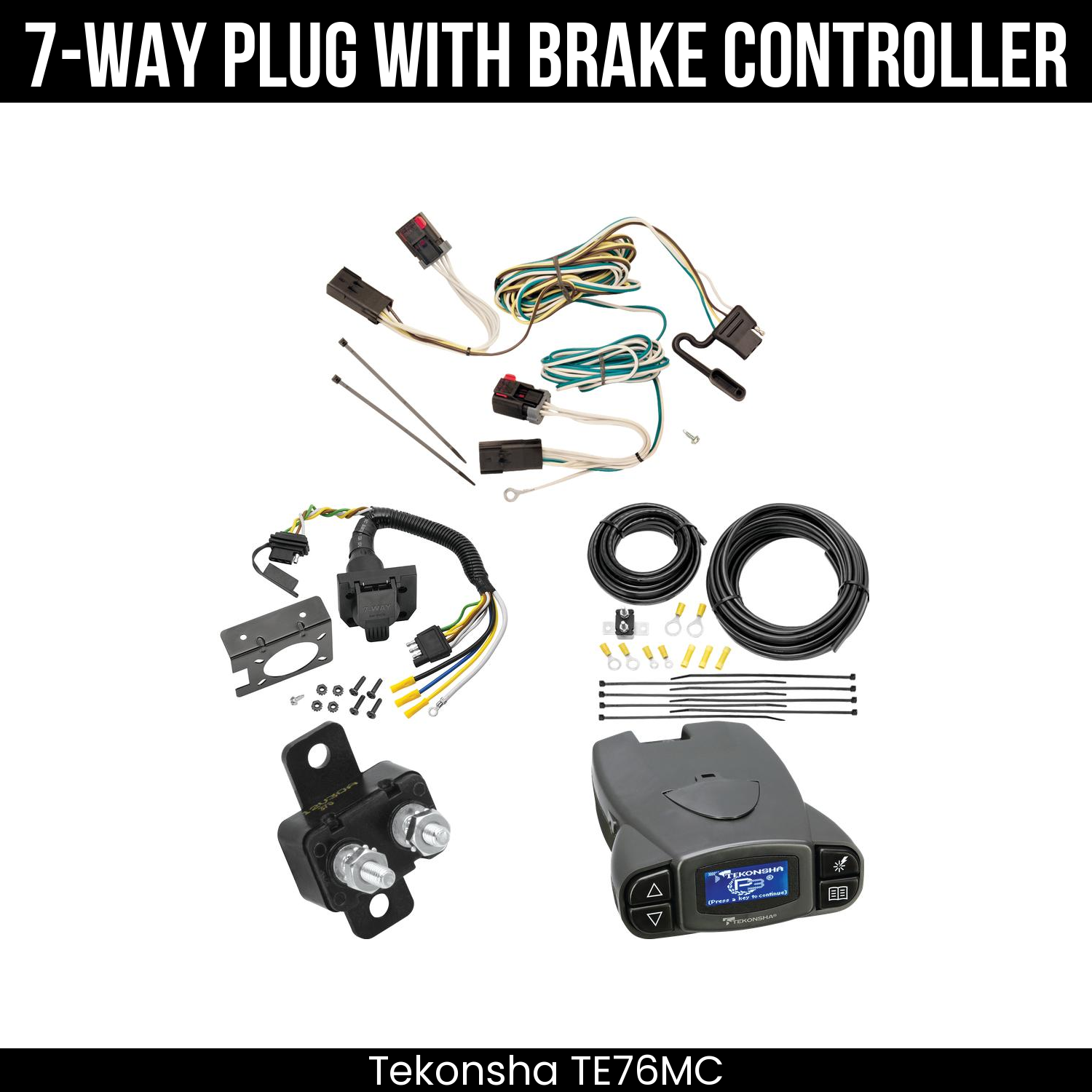 Trailer Wiring 7-Way Plug w/ Bracket , Tekonsha Prodigy P3 Brake Control