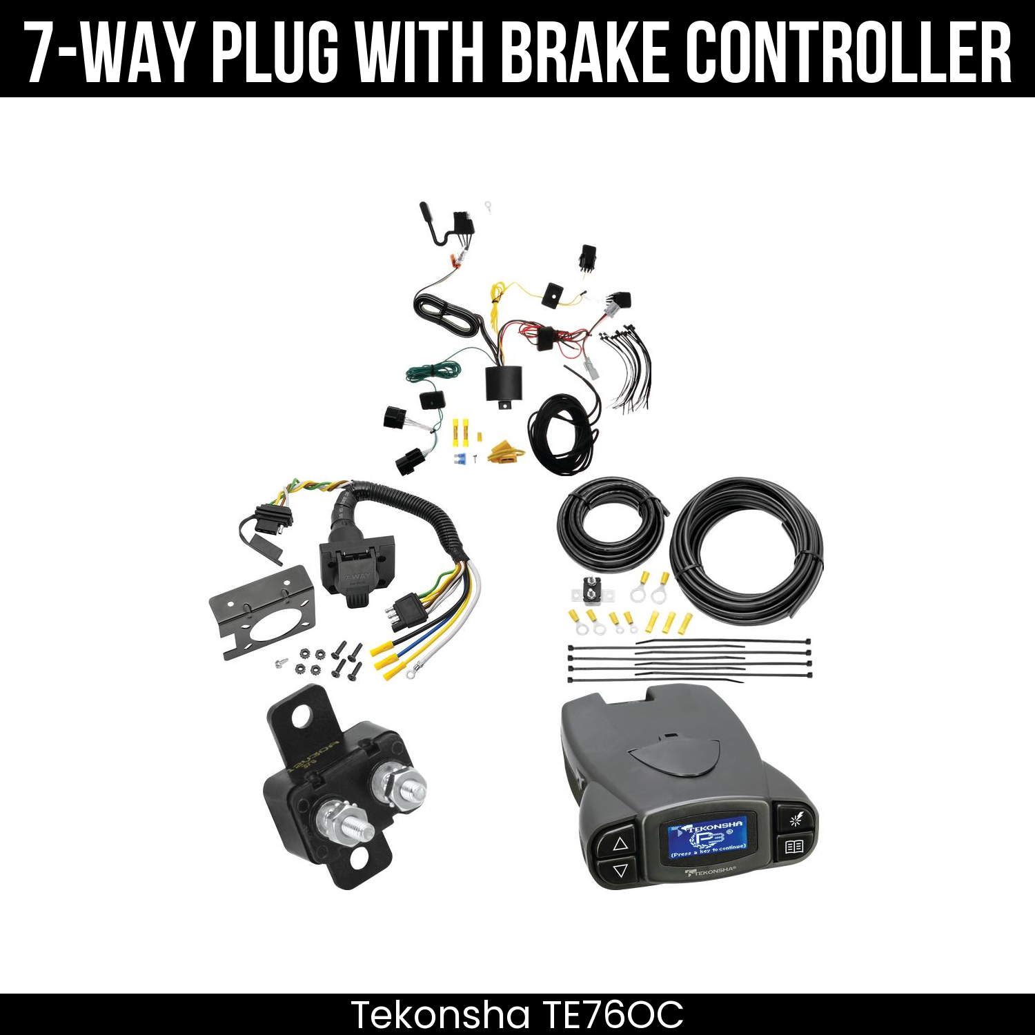 Trailer Wiring 7-Way Plug w/ Bracket , Tekonsha Prodigy P3 Brake Control