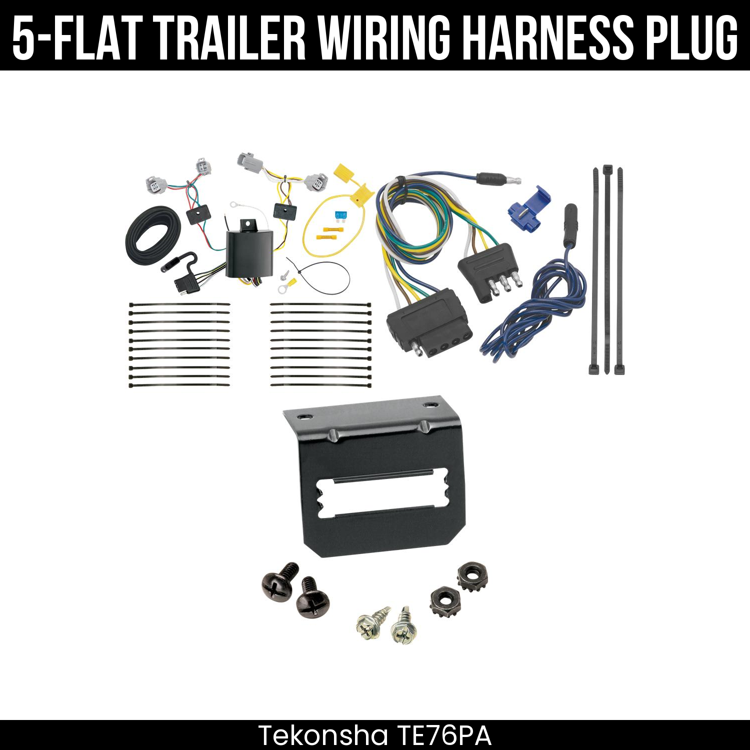 Trailer Wiring 5-Flat Plug w/ Bracket
