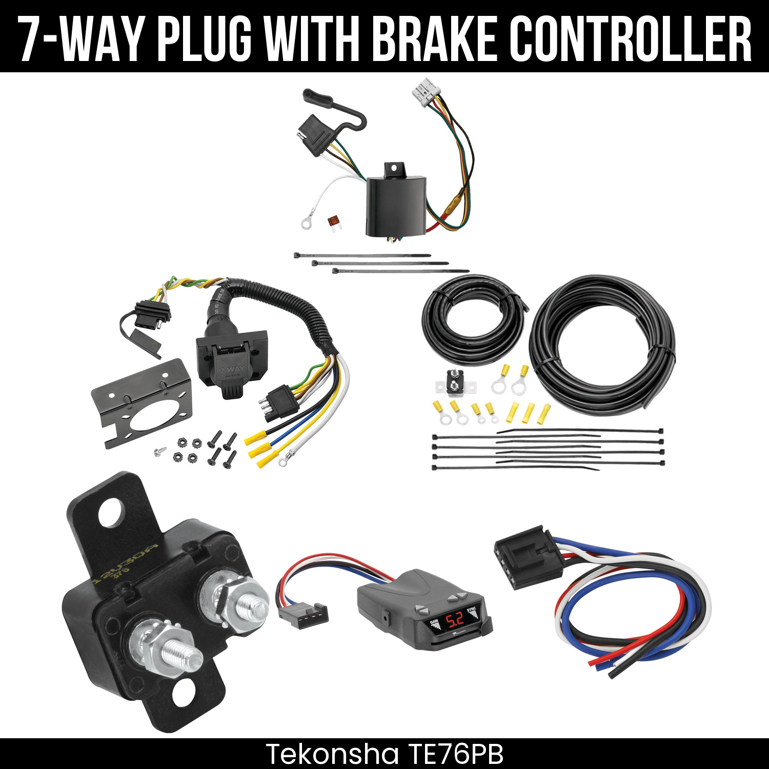 Trailer Wiring 7-Way Plug w/ Bracket , Tekonsha Brakeman IV Brake Control