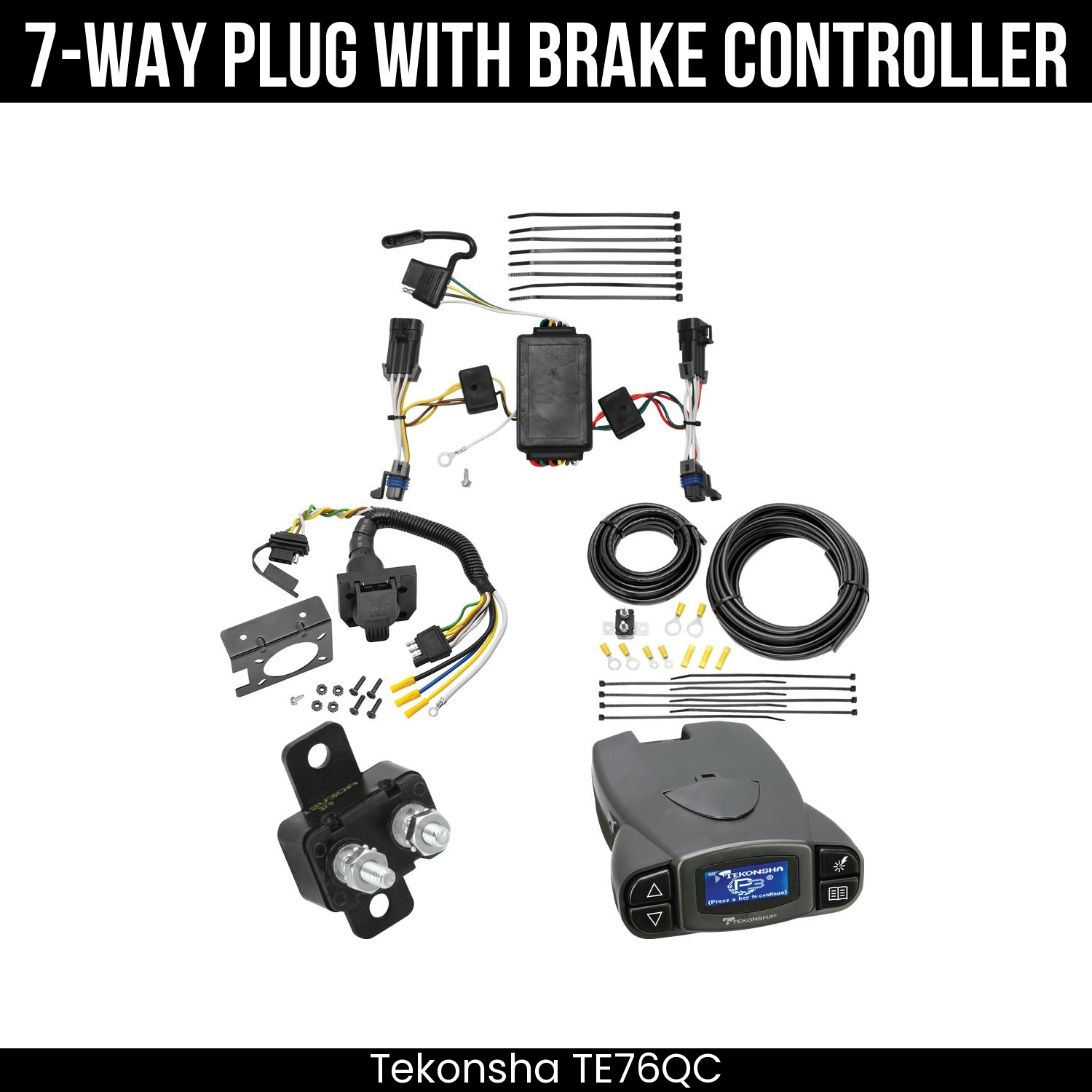 Trailer Wiring 7-Way Plug w/ Bracket , Tekonsha Prodigy P3 Brake Control
