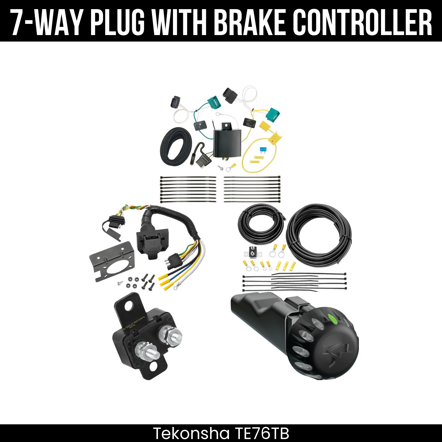 Trailer Wiring 7-Way Plug w/ Bracket , Tekonsha Voyager iD Smart Brake Control