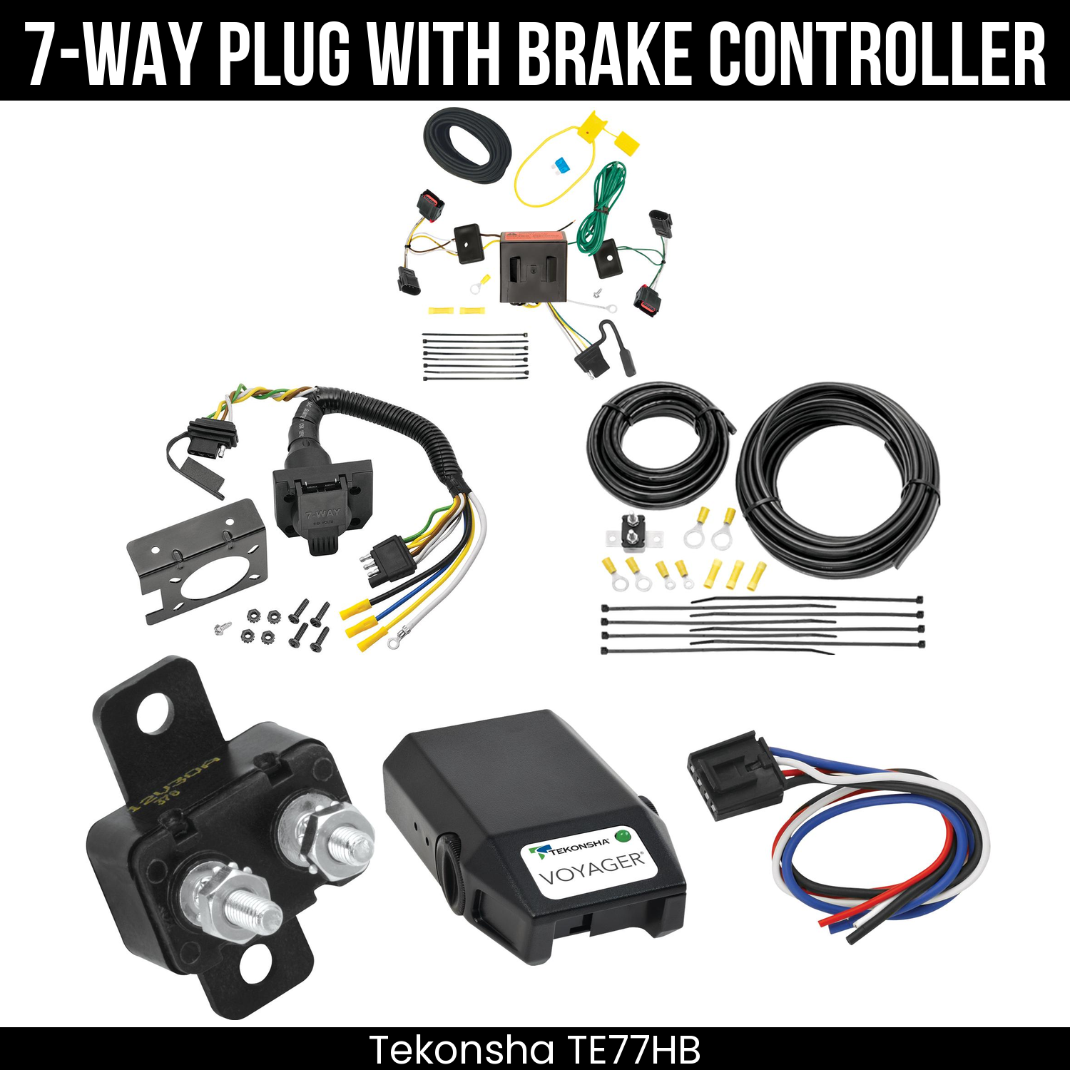 Trailer Wiring 7-Way Plug w/ Bracket , Tekonsha Voyager Brake Control