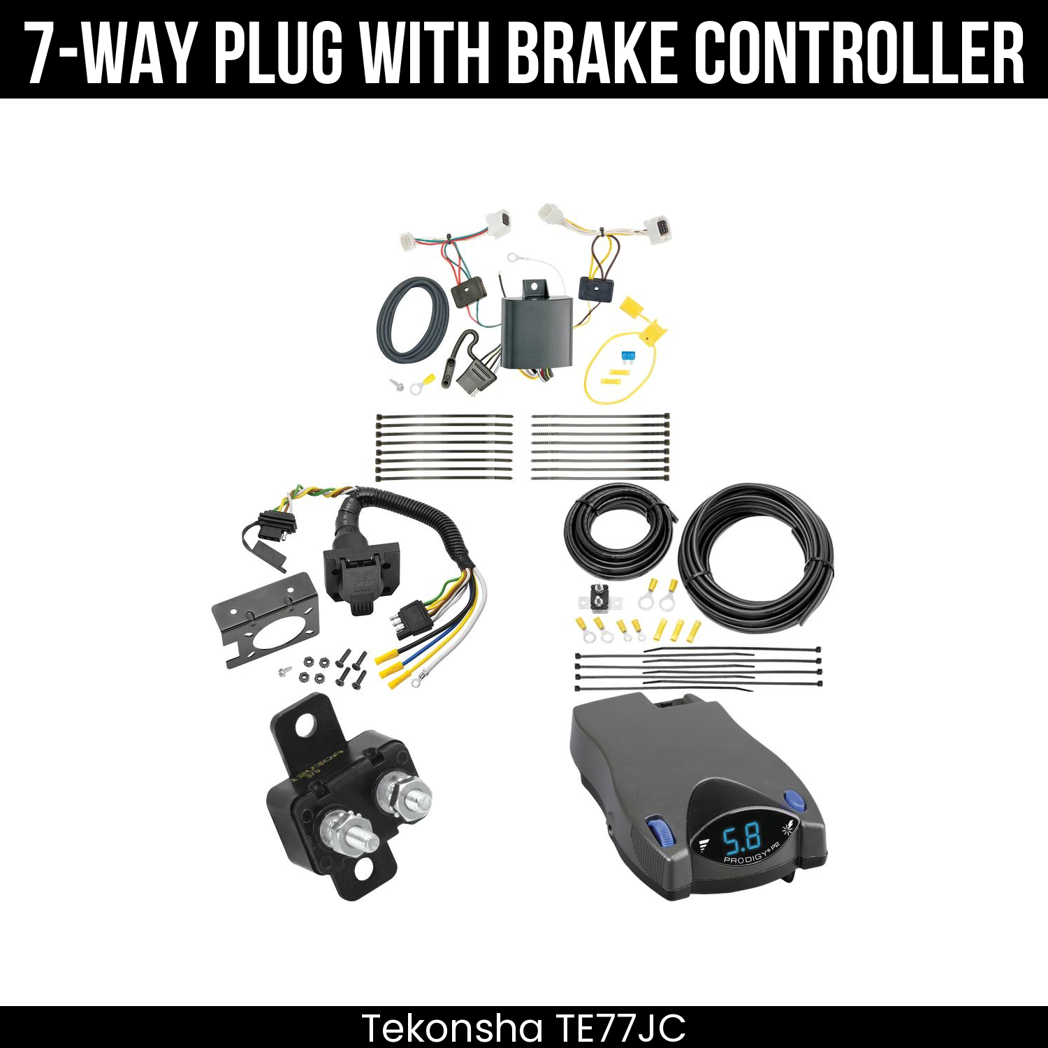Trailer Wiring 7-Way Plug w/ Bracket , Tekonsha Prodigy P2 Brake Control
