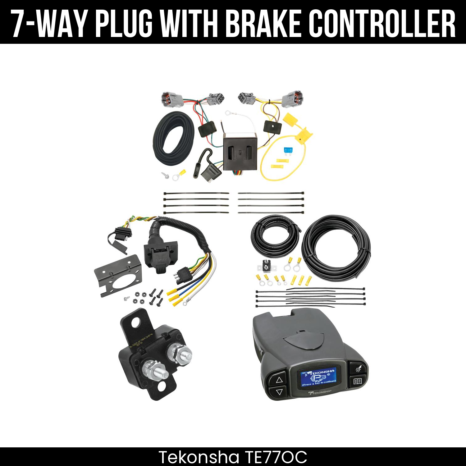 Trailer Wiring 7-Way Plug w/ Bracket , Tekonsha Prodigy P3 Brake Control