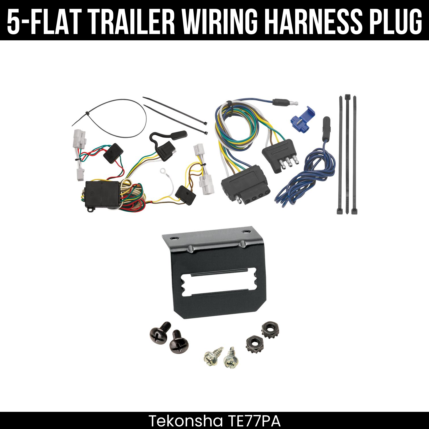 Trailer Wiring 5-Flat Plug w/ Bracket
