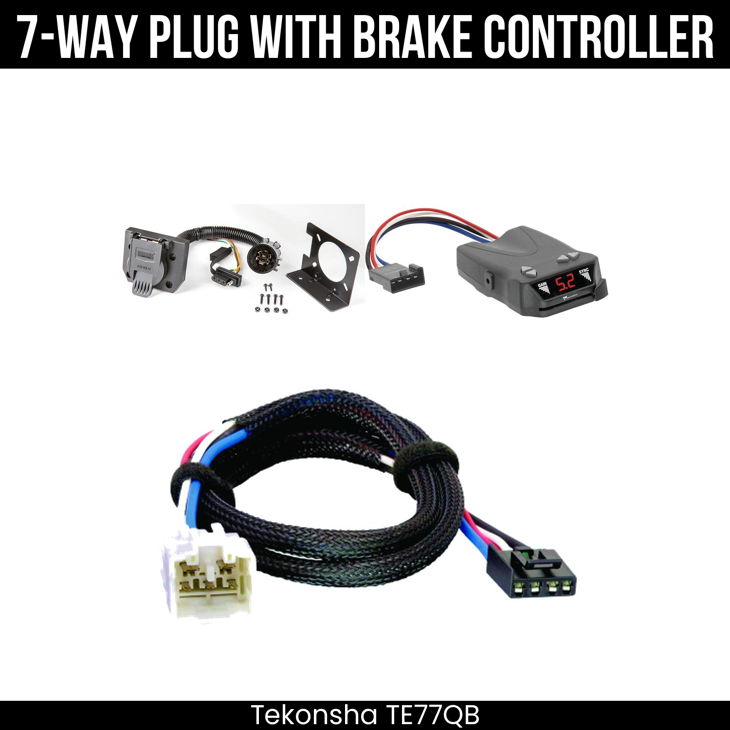 Trailer Wiring 7-Way Plug w/ Bracket , Tekonsha Brakeman IV Brake Control